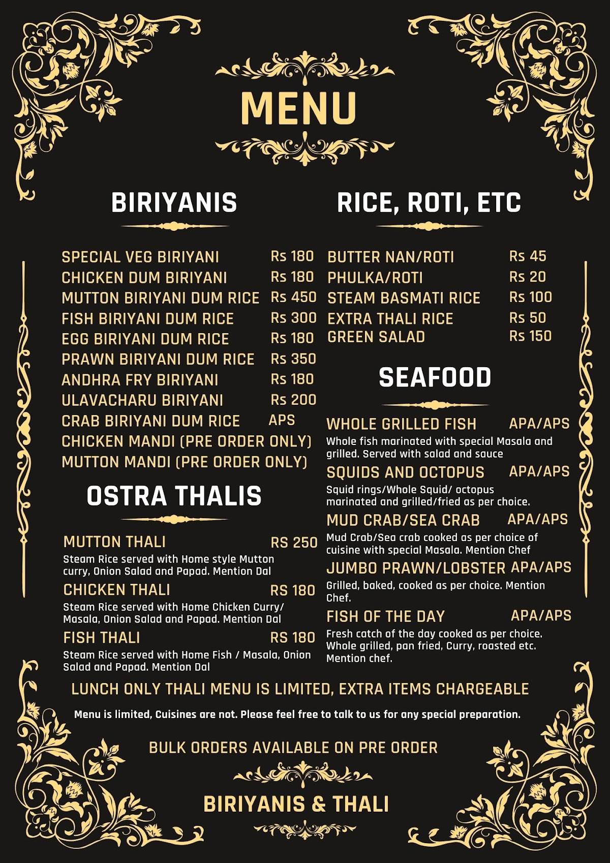 Ostra menu