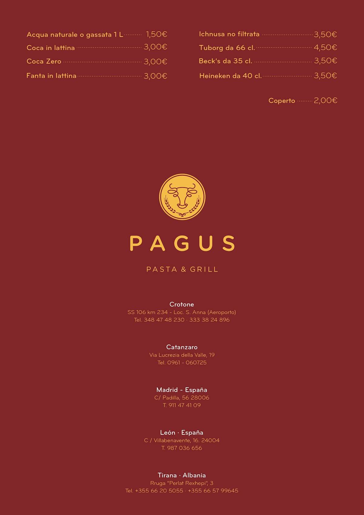 Menu di Pagus Ristoranti Catanzaro 
