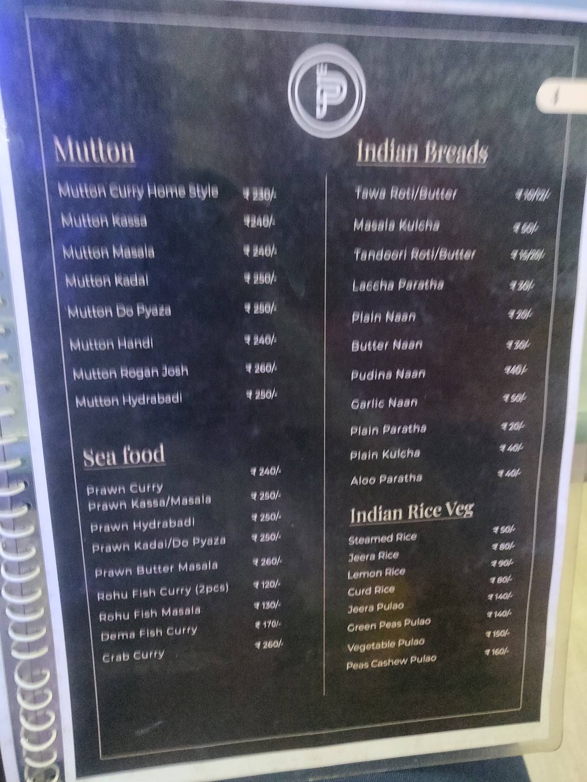 Paradip Pavilion family Restaurant menu