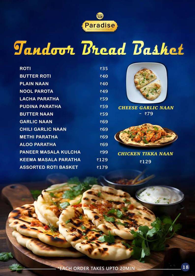 Paradise Multi Cuisine Restaurant - Best Biriyani menu