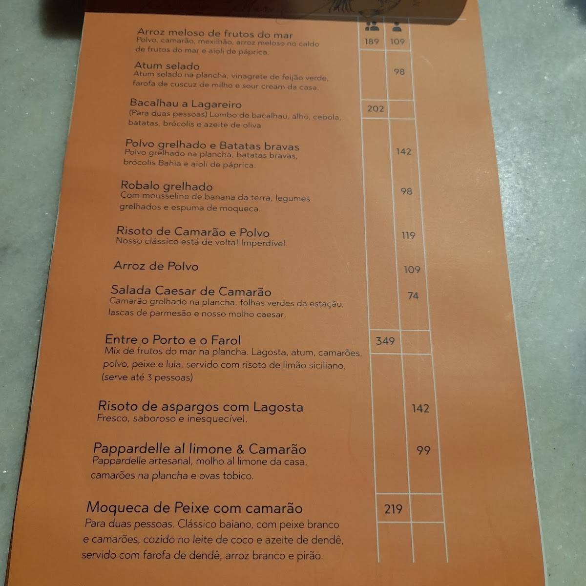 Pereira Restaurante cardápio
