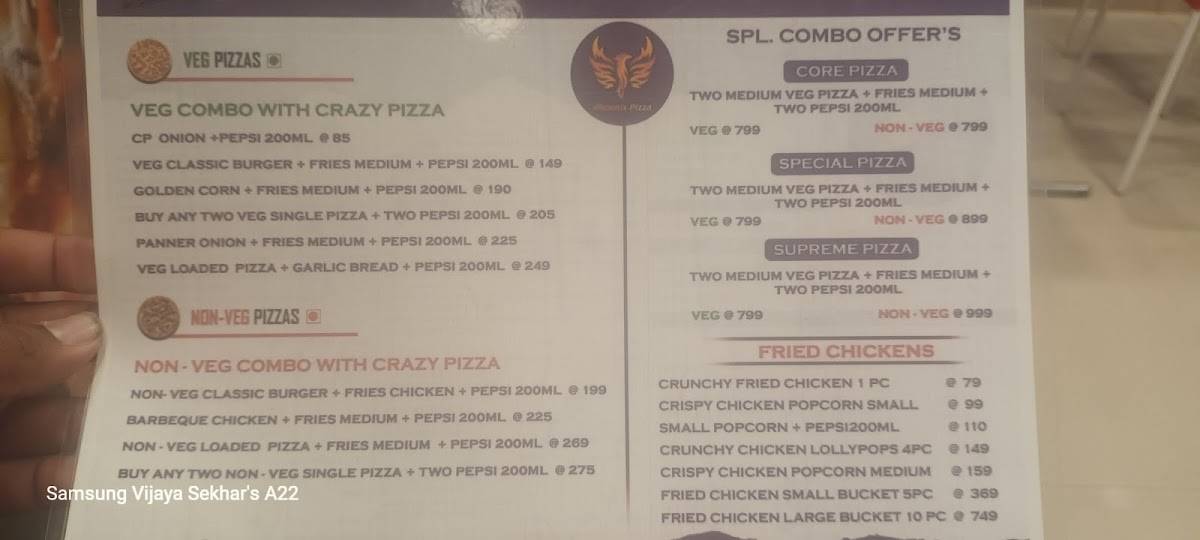 Phoenix Pizza Tirupati menu