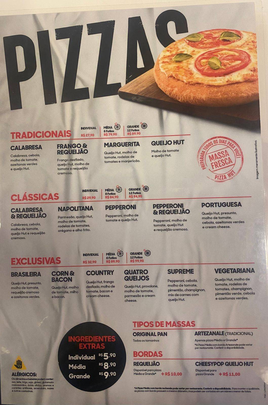 Pizza Hut cardápio