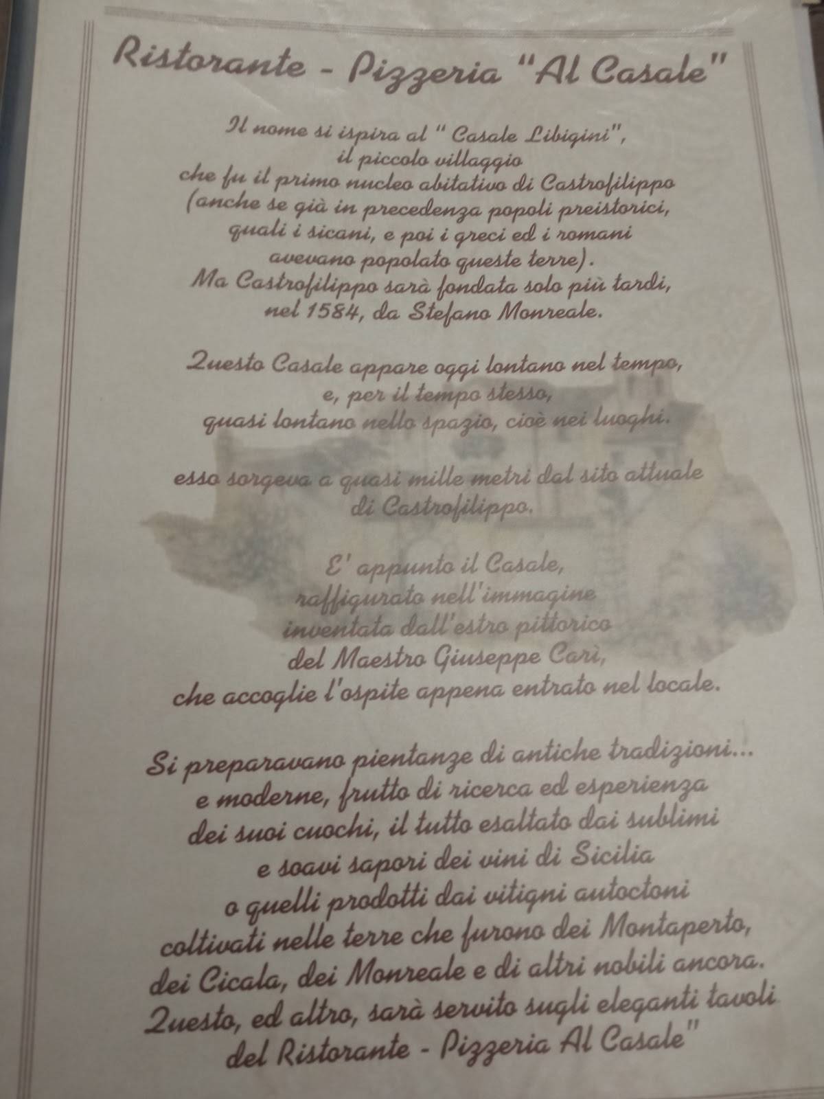 Menu di Ristorante Pizzeria Al Casale 