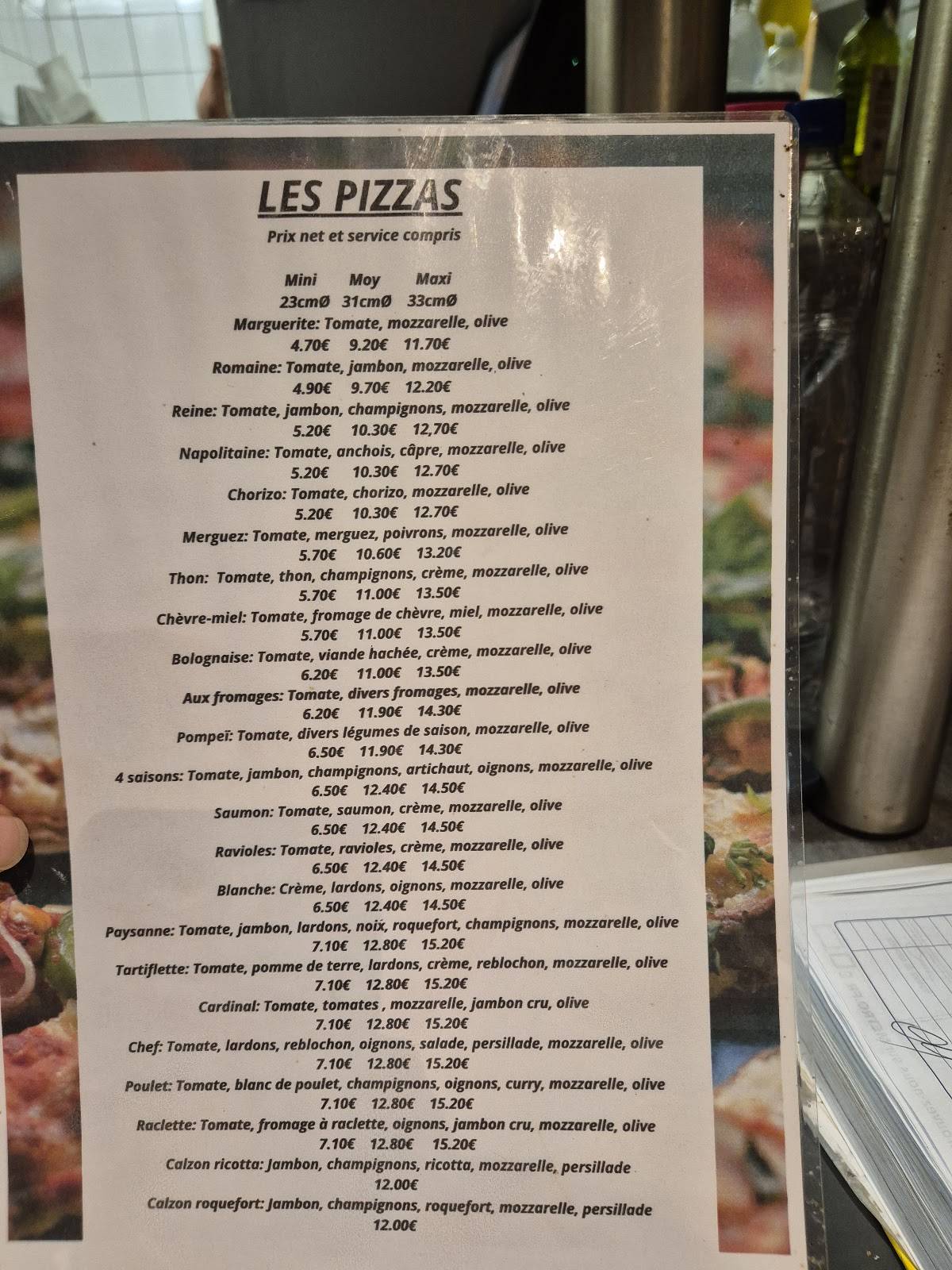 Menu de Restaurant Pizzeria Le Cardinal