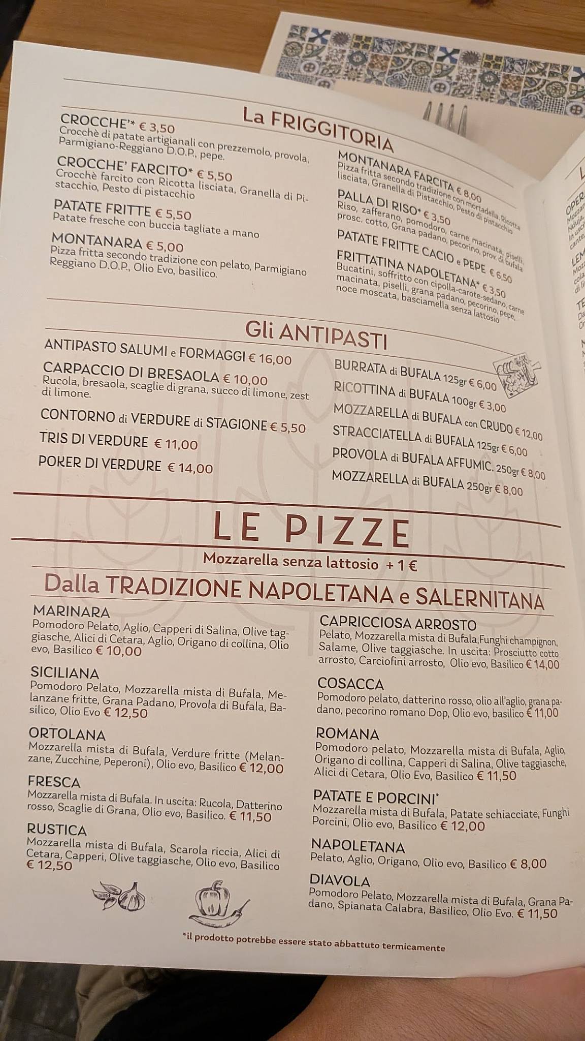 Menu di Pizzeria Opera 