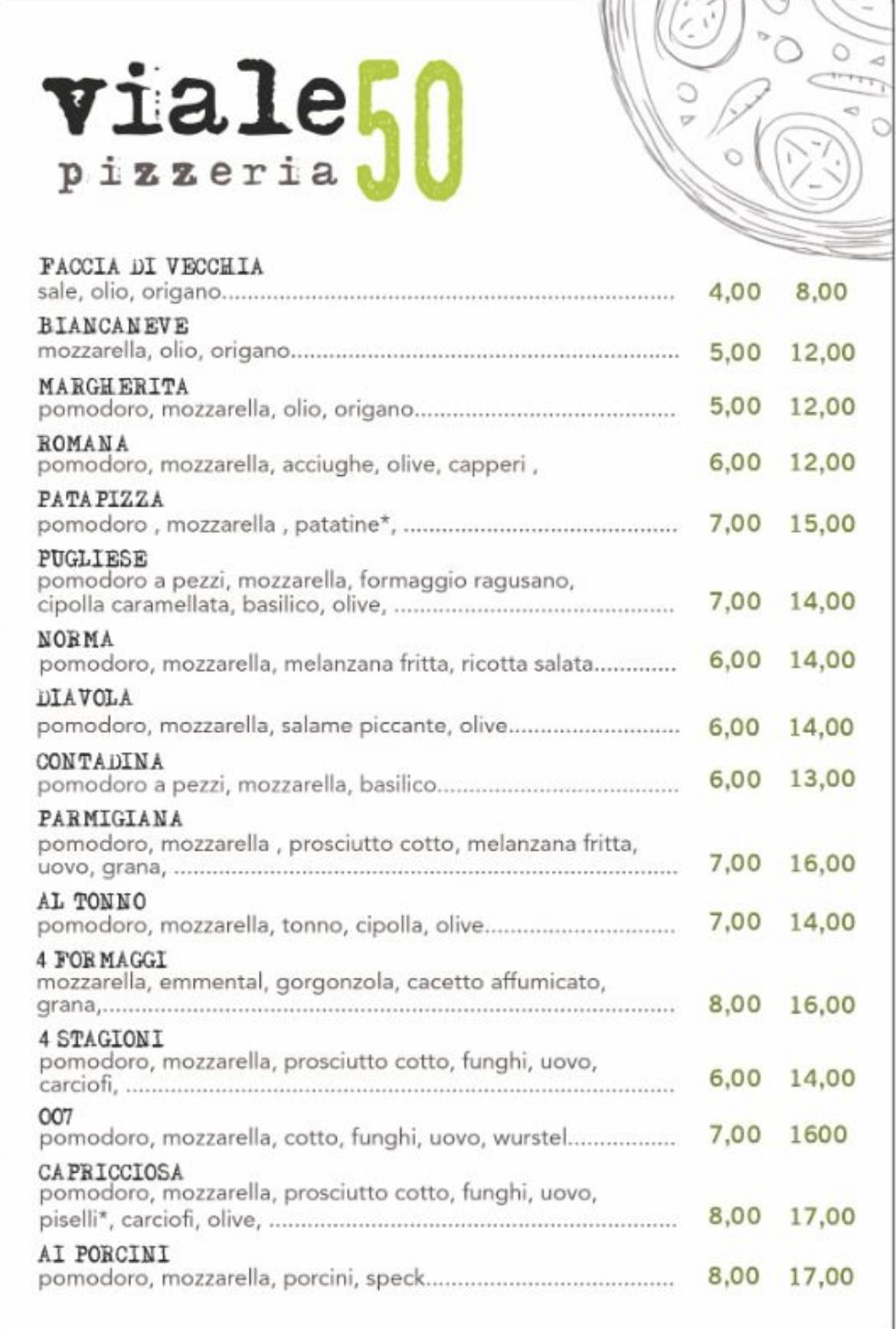 Menu di Pizzeria Viale50 