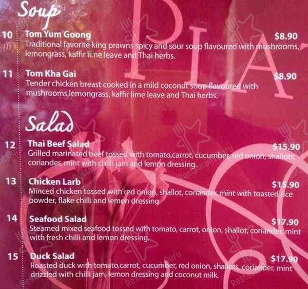 Menu at Platform 8 Thai restaurant, Breakfast Point, Shop8/612 Cross St