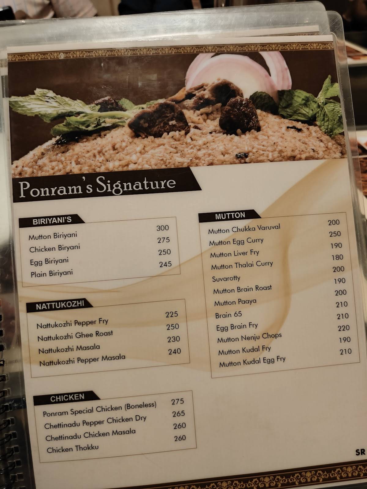 Ponram MultiCuisine Restaurant menu