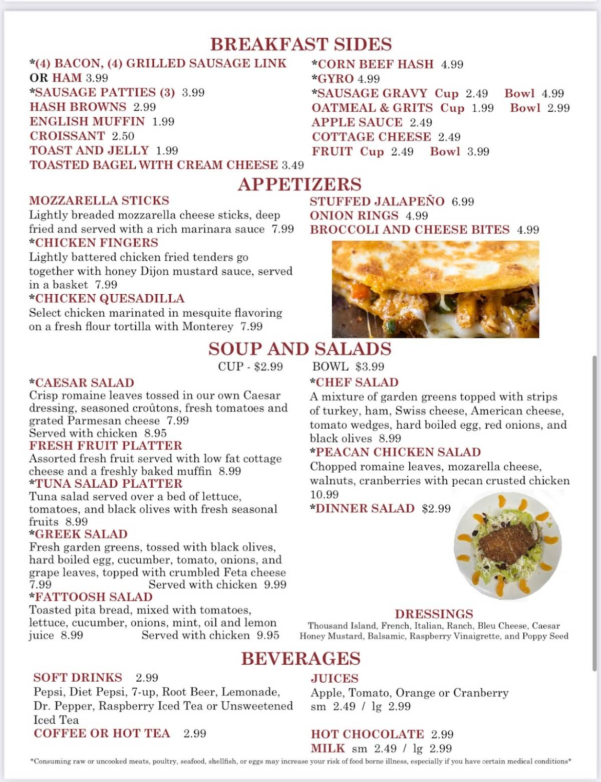 Menu at RUMA’S RESTAURANT, North Royalton