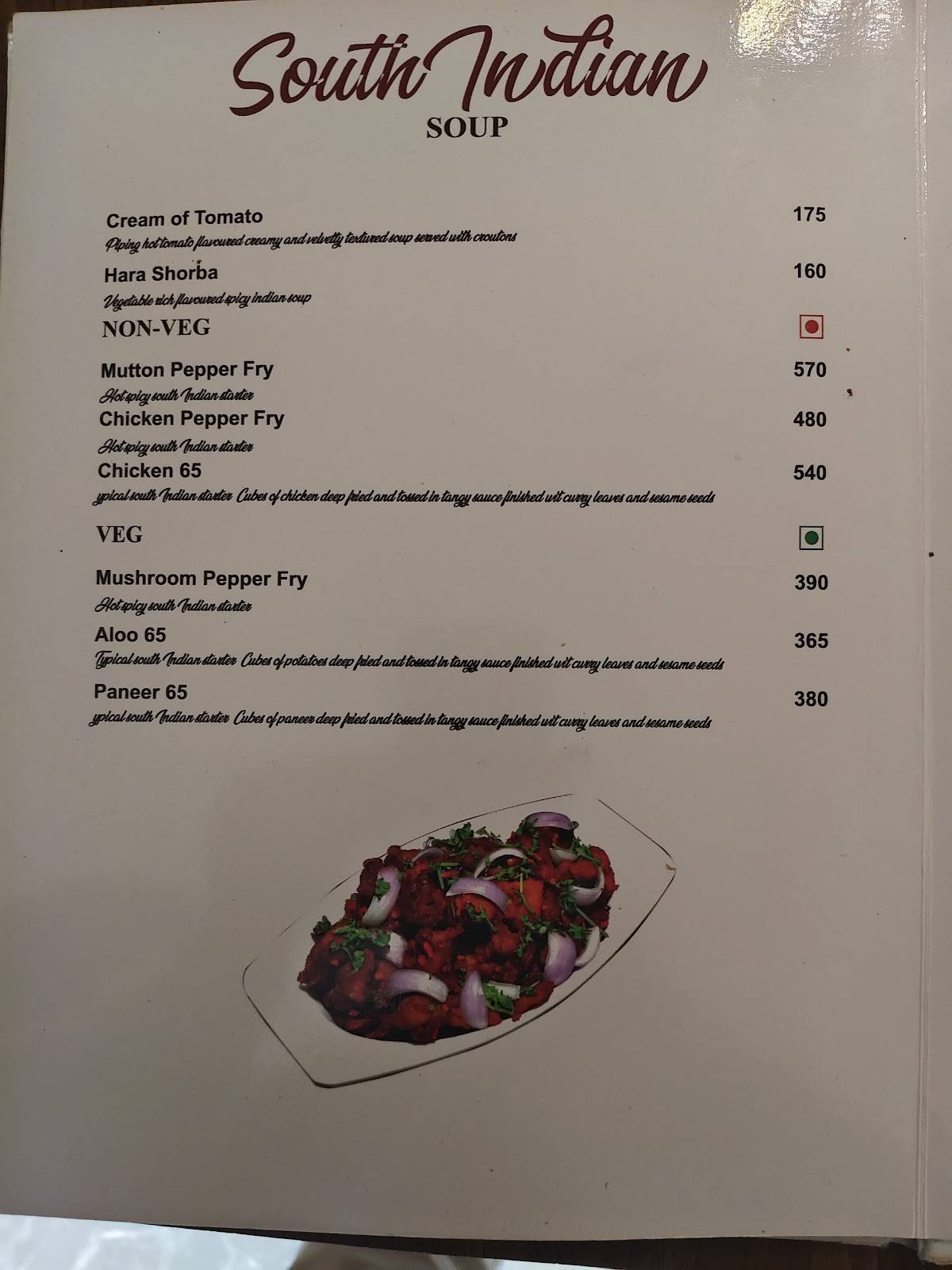 Raj Rasoi menu
