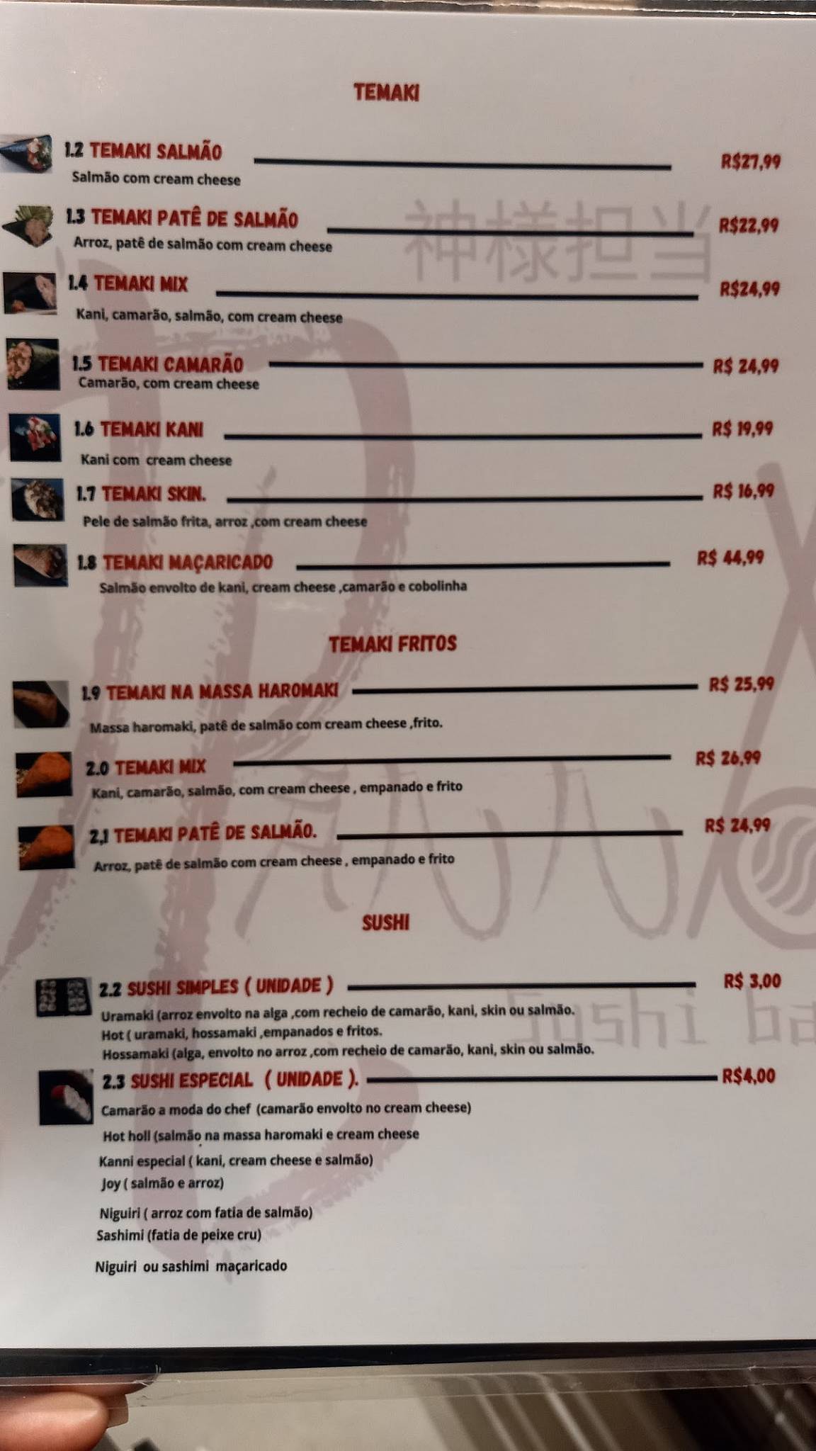 Rannô sushi RP cardápio