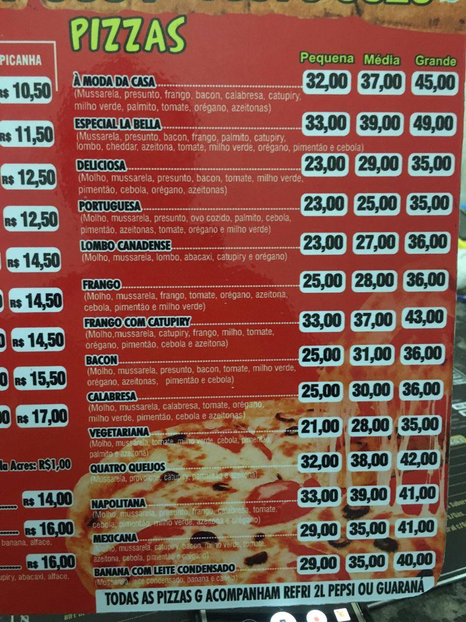 Menu em Ray Lanches Pizzaria, Ipatinga, Av. das Flores