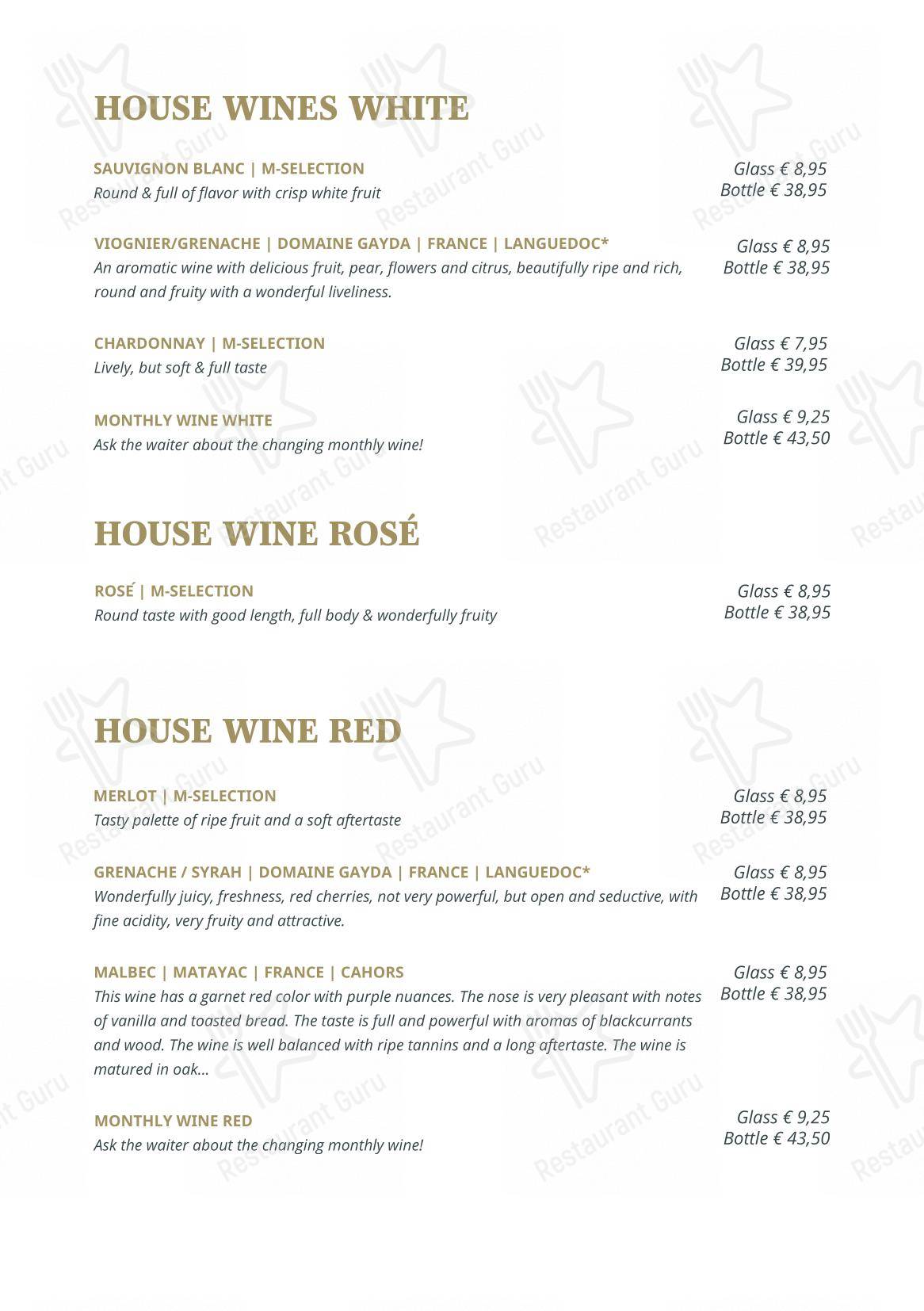Table Menu pour Restaurant Red dans Amsterdam