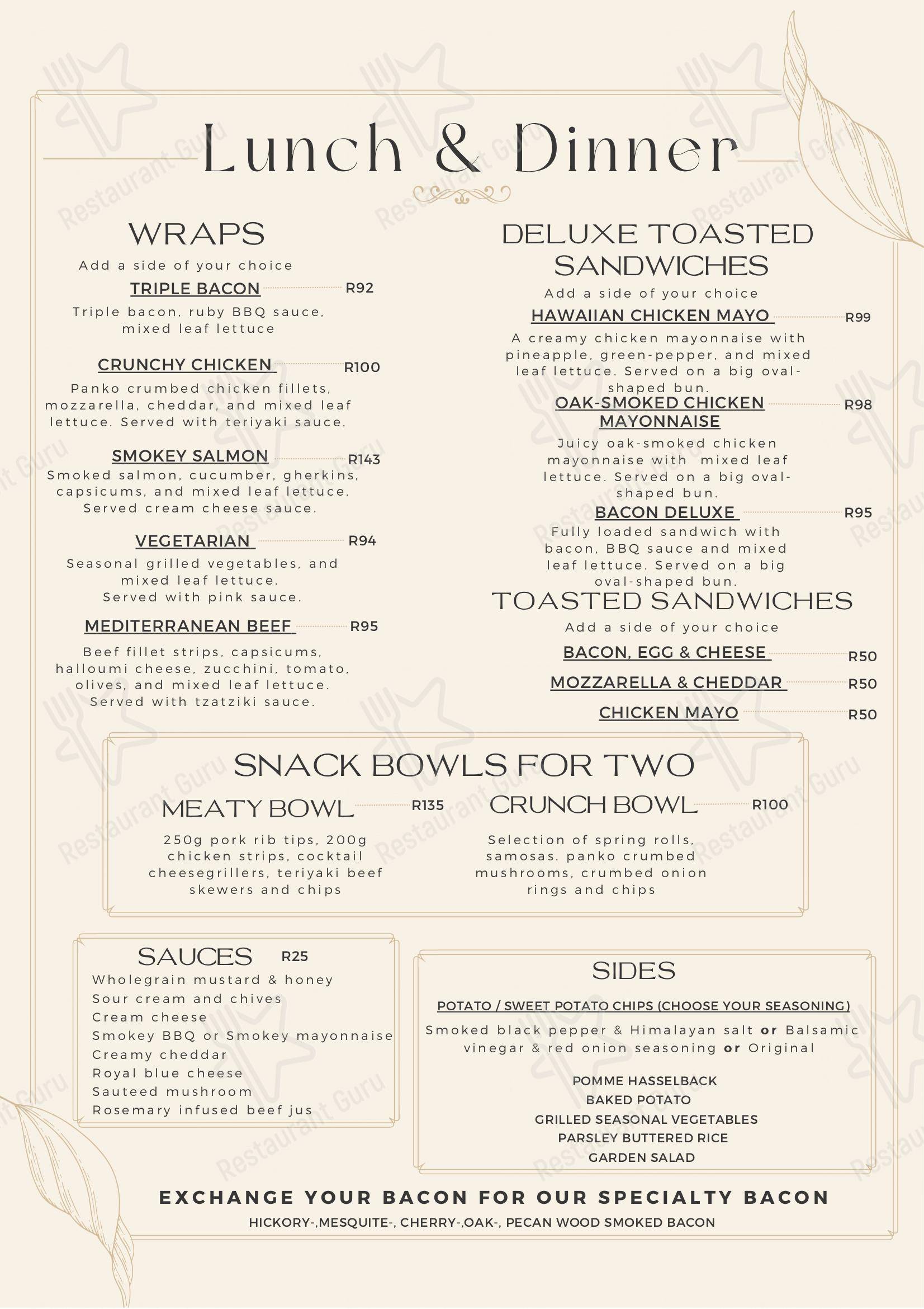 Menu at Red Ruby Restaurant, Pretoria