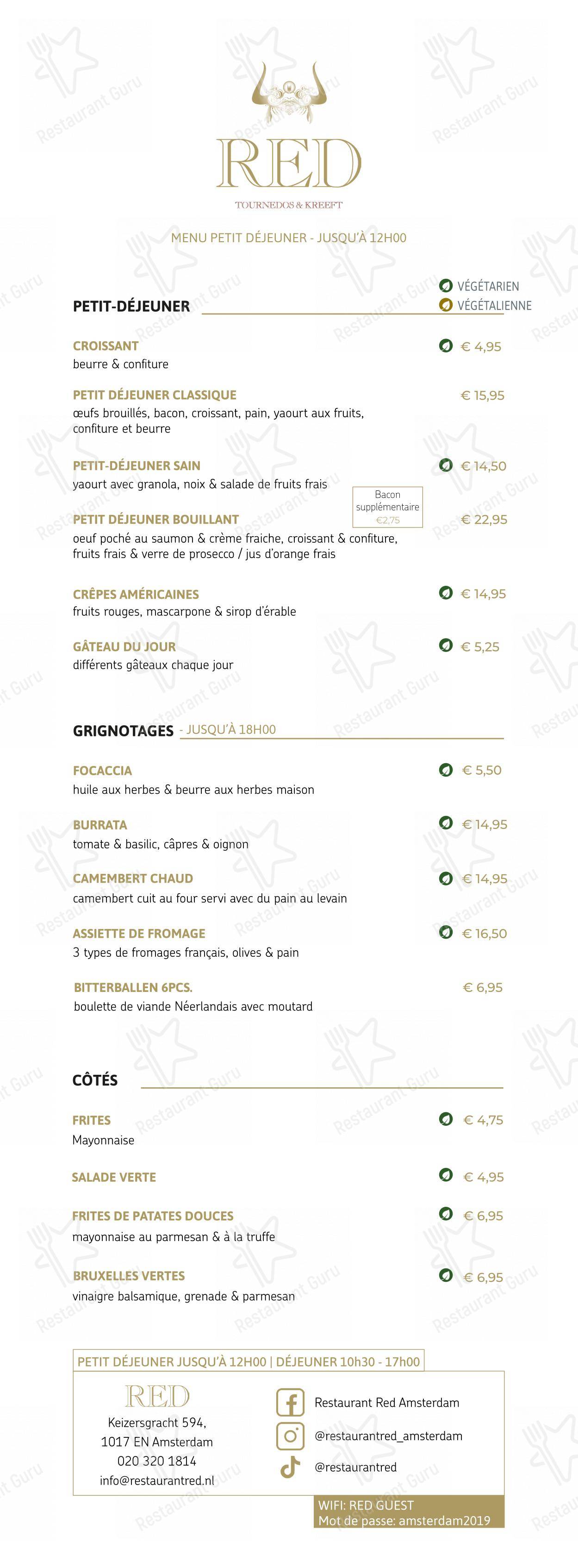 At Home Catering Menu pour Restaurant Red restaurant à viande