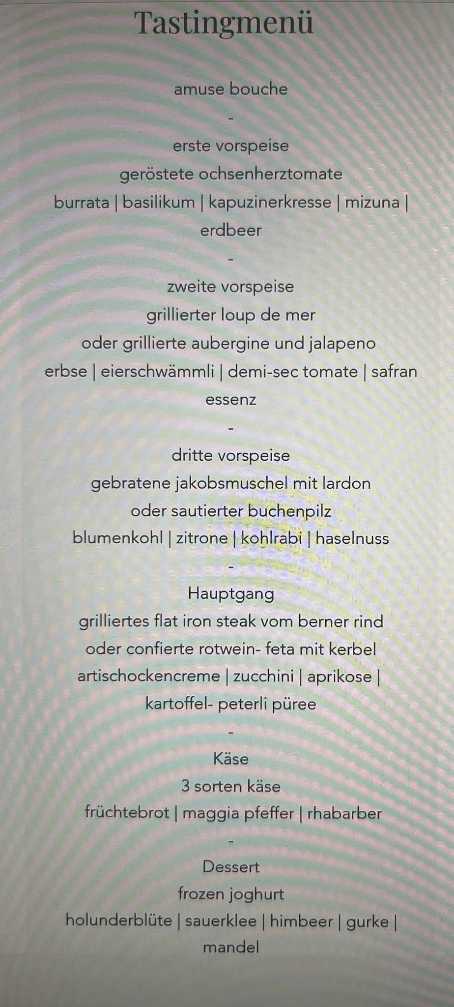 Menu di Restaurant Essort 