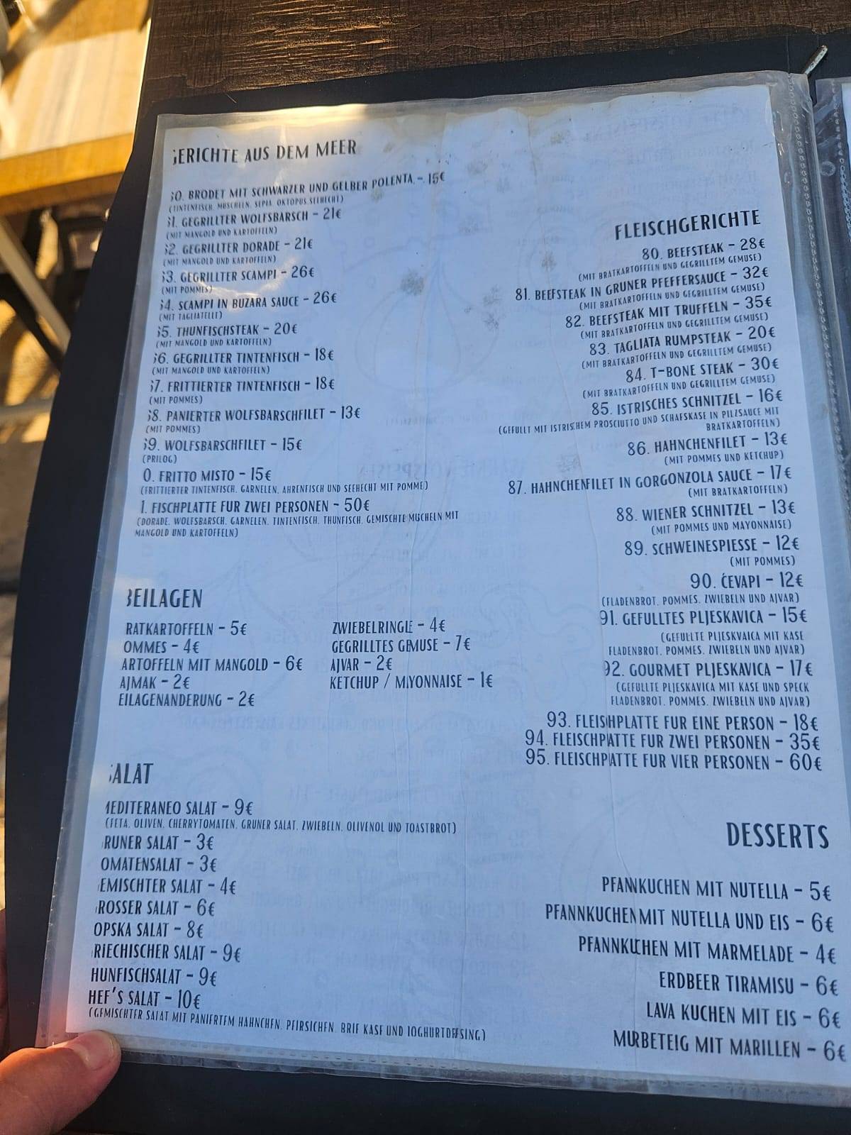 Menu di Restaurant Financa 