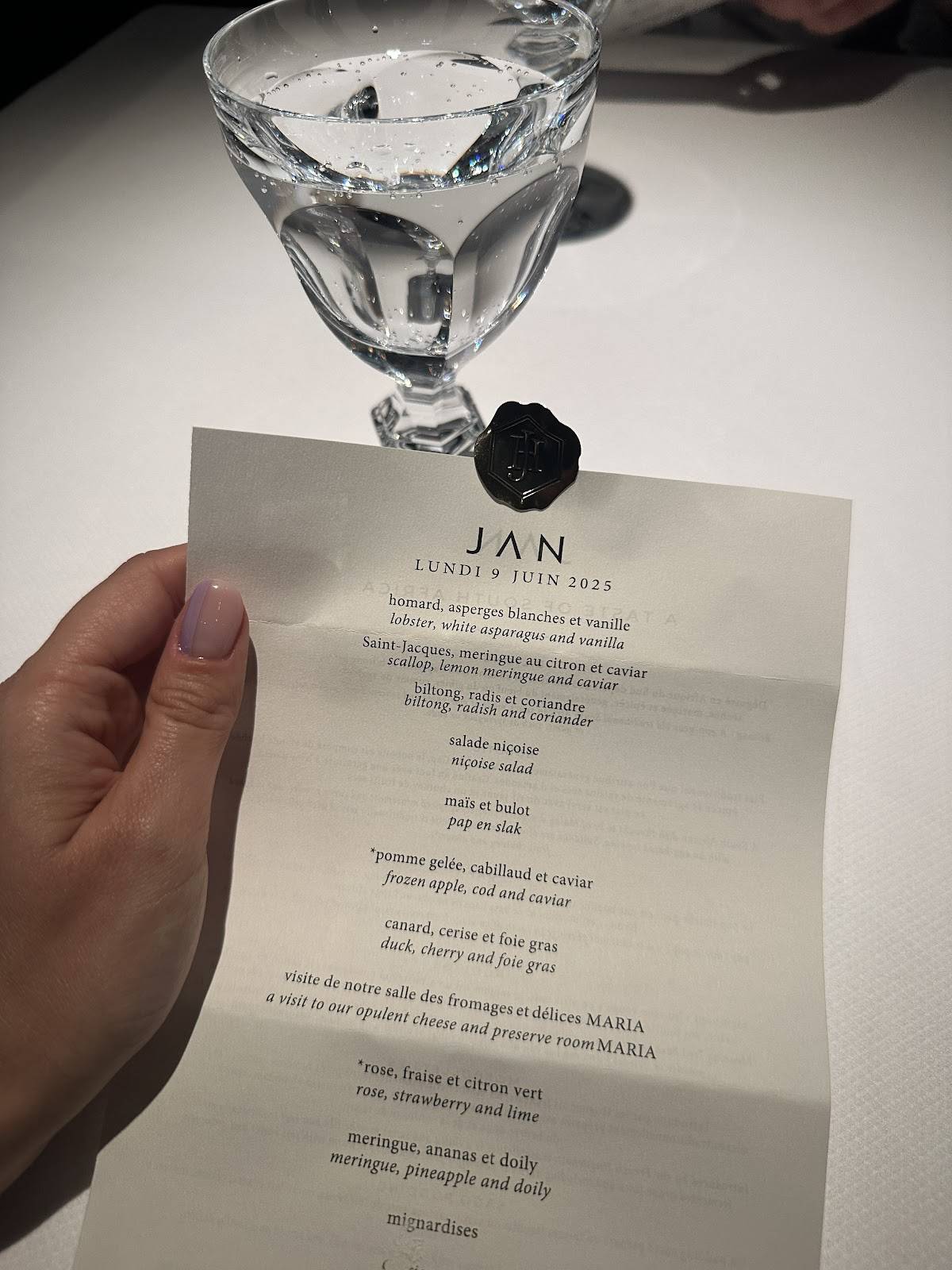 Menu de Restaurant JAN