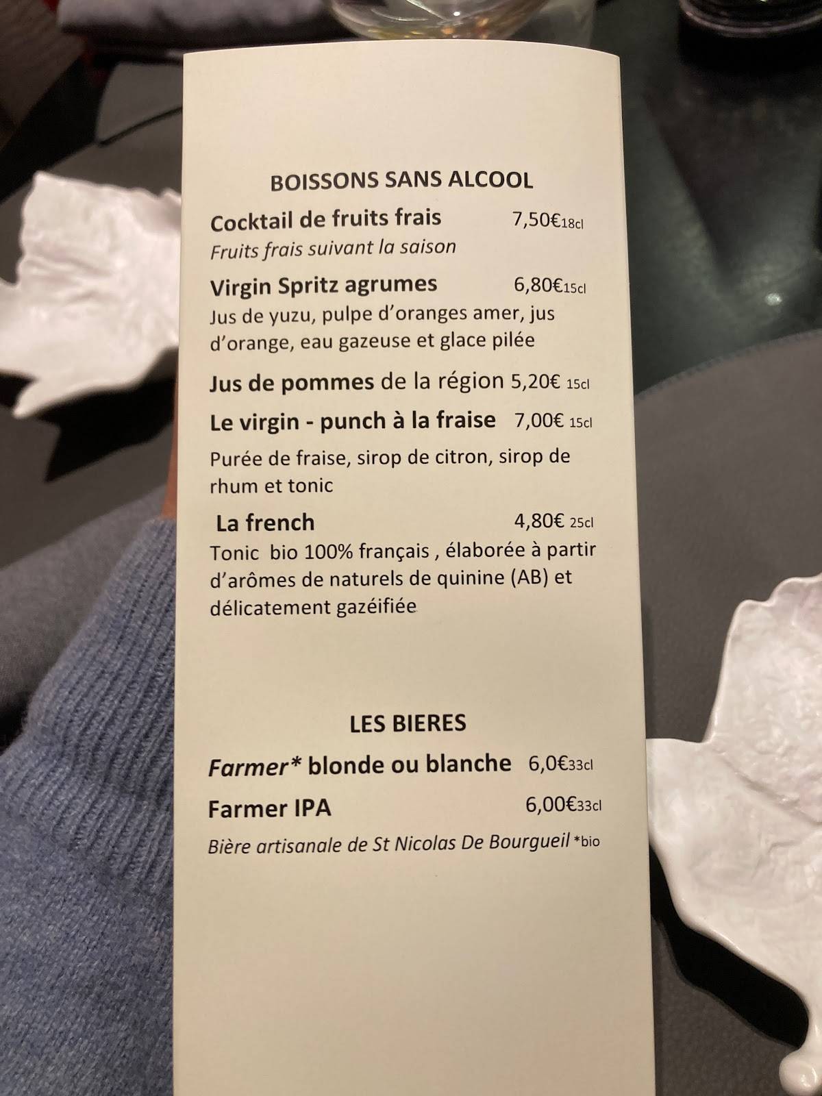 Menu de L'Océanic