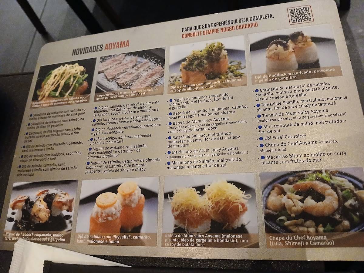 Restaurante Aoyama - Itaim Bibi cardápio
