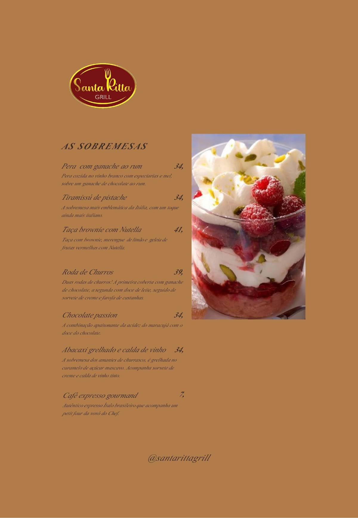 Restaurante Santa Ritta Grill cardápio