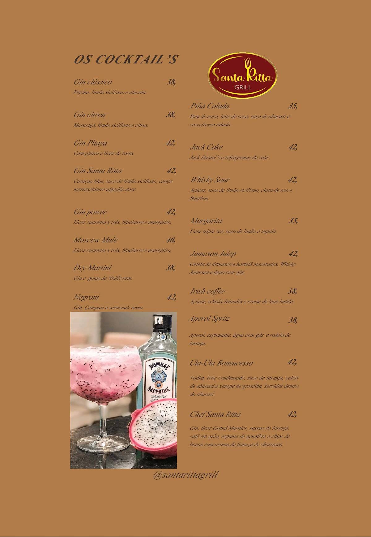 Restaurante Santa Ritta Grill cardápio