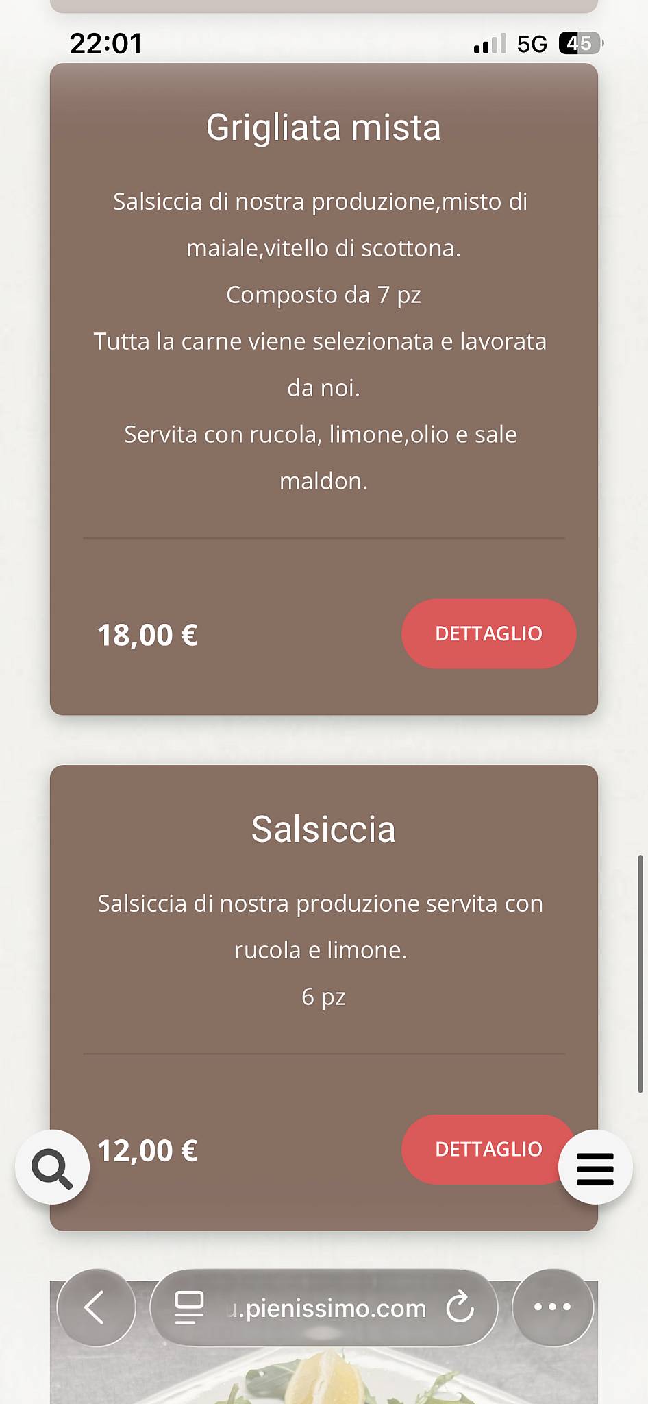 Menu di Rifugio Steakhouse 