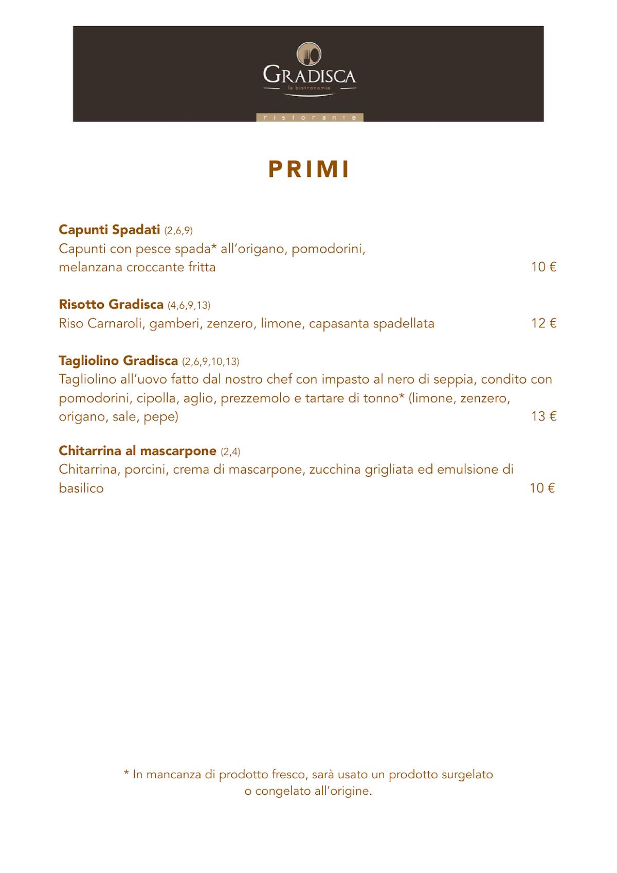 Menu di Ristorante Creperia Gradisca 