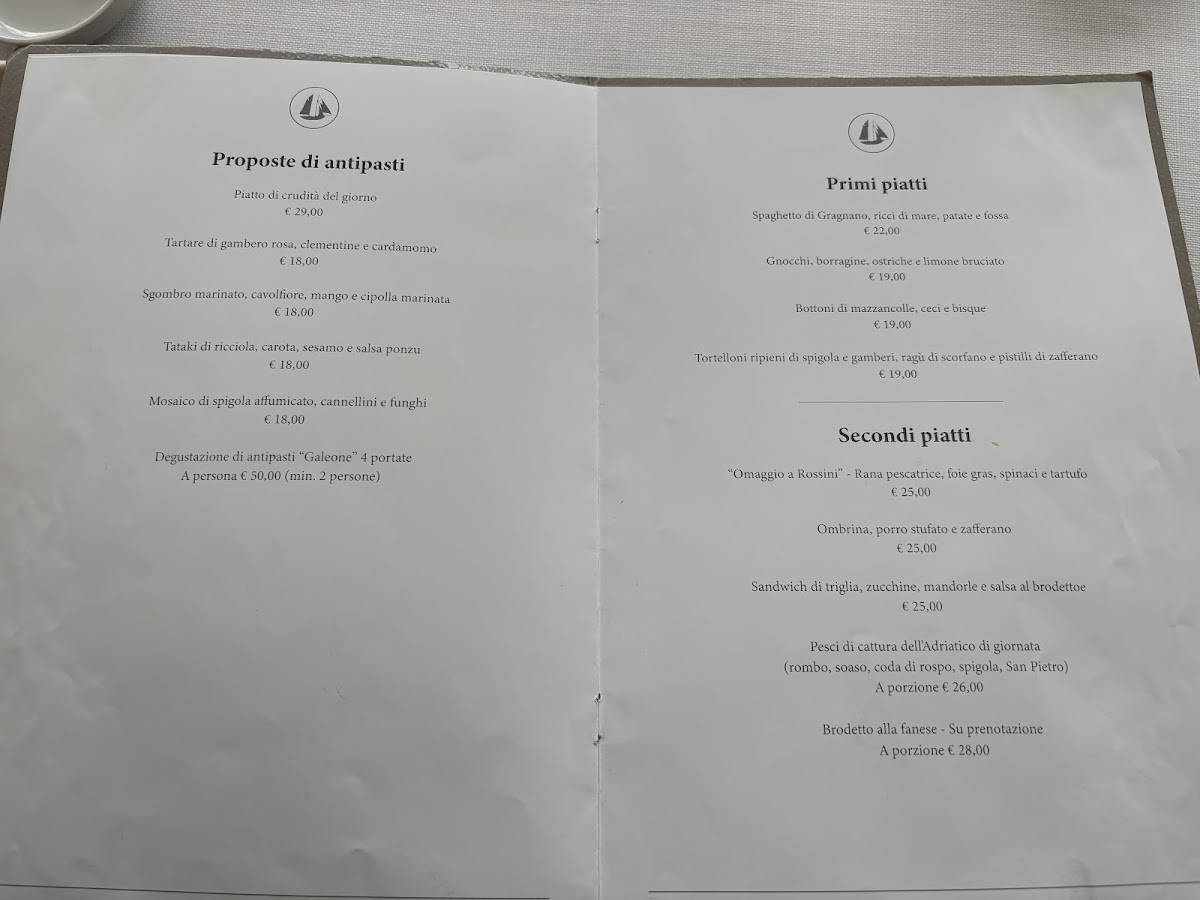 Menu di Ristorante Il Galeone 