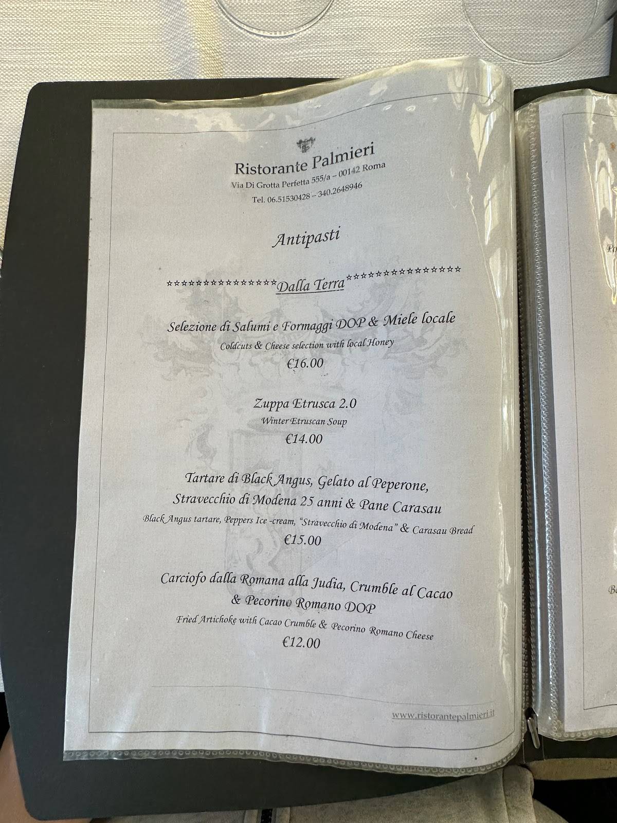 Menu di Ristorante Palmieri 