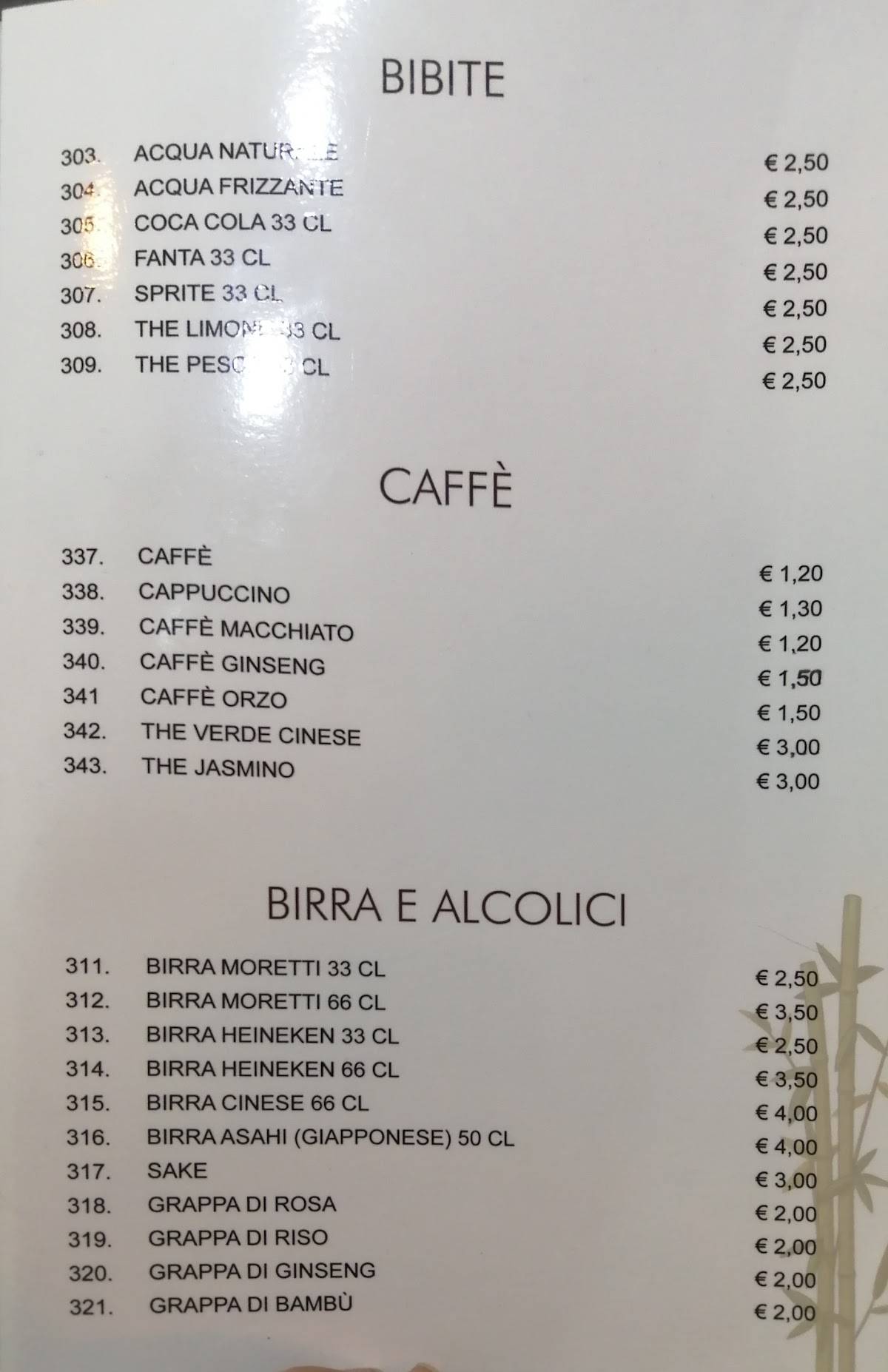 Menu di Ristorante Panda cinese-giapponese 