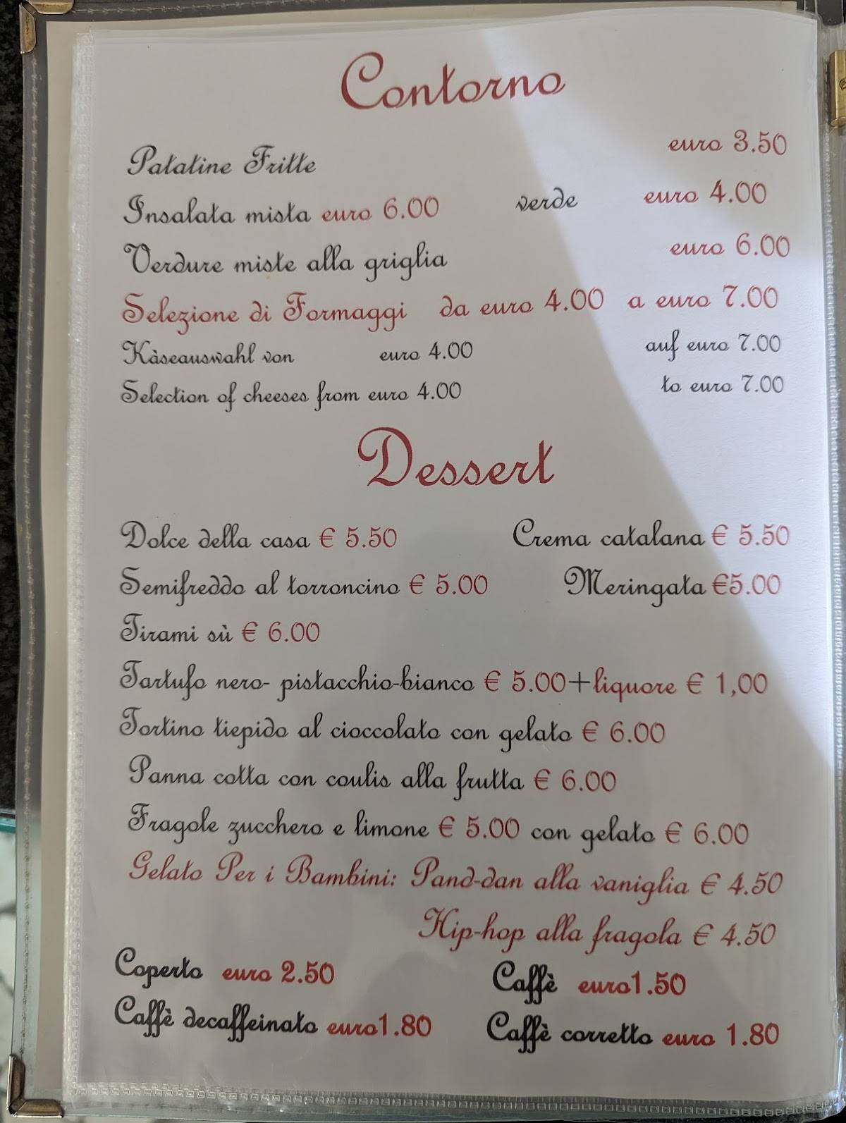 Menu di Ristorante Pizzeria Cavallo Bianco 