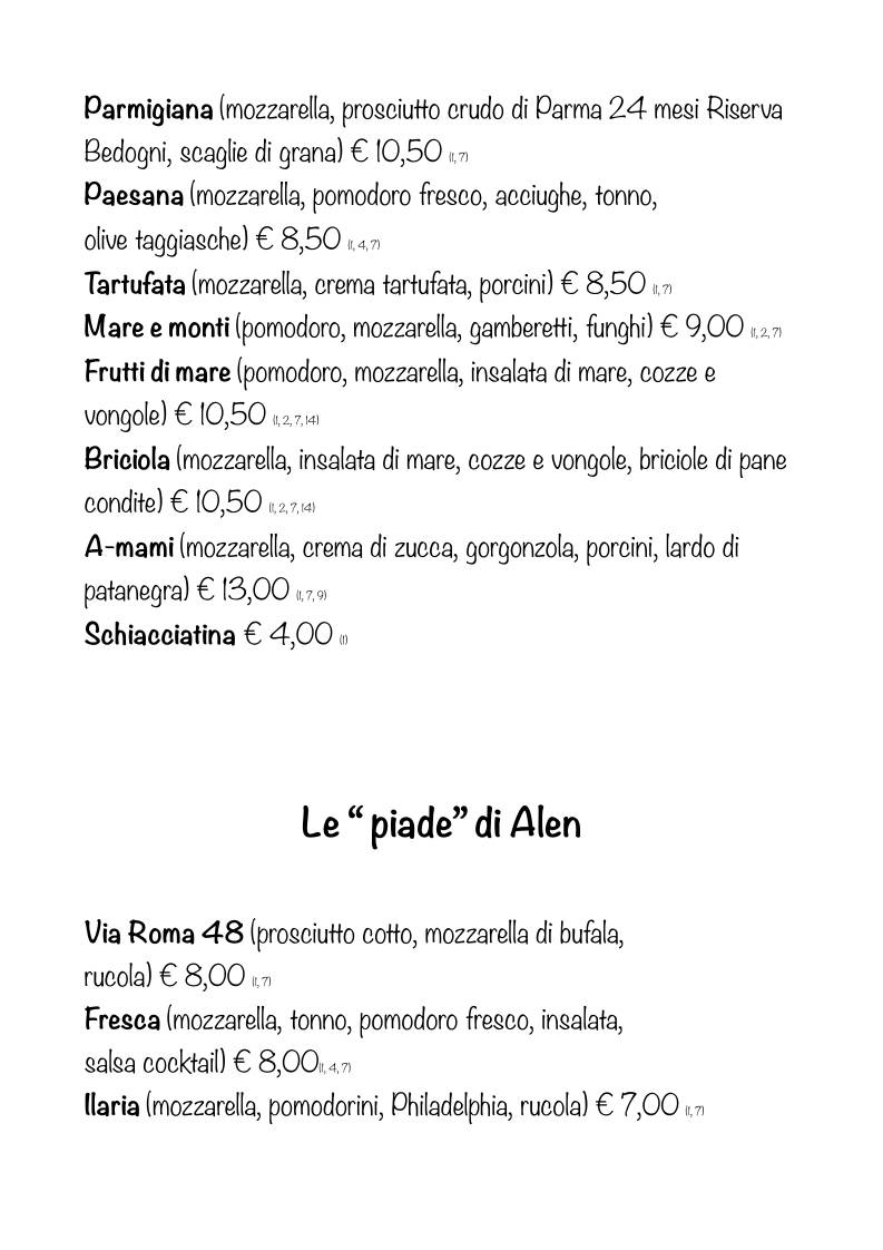 Menu di Ristorante Pizzeria Via Roma 48 