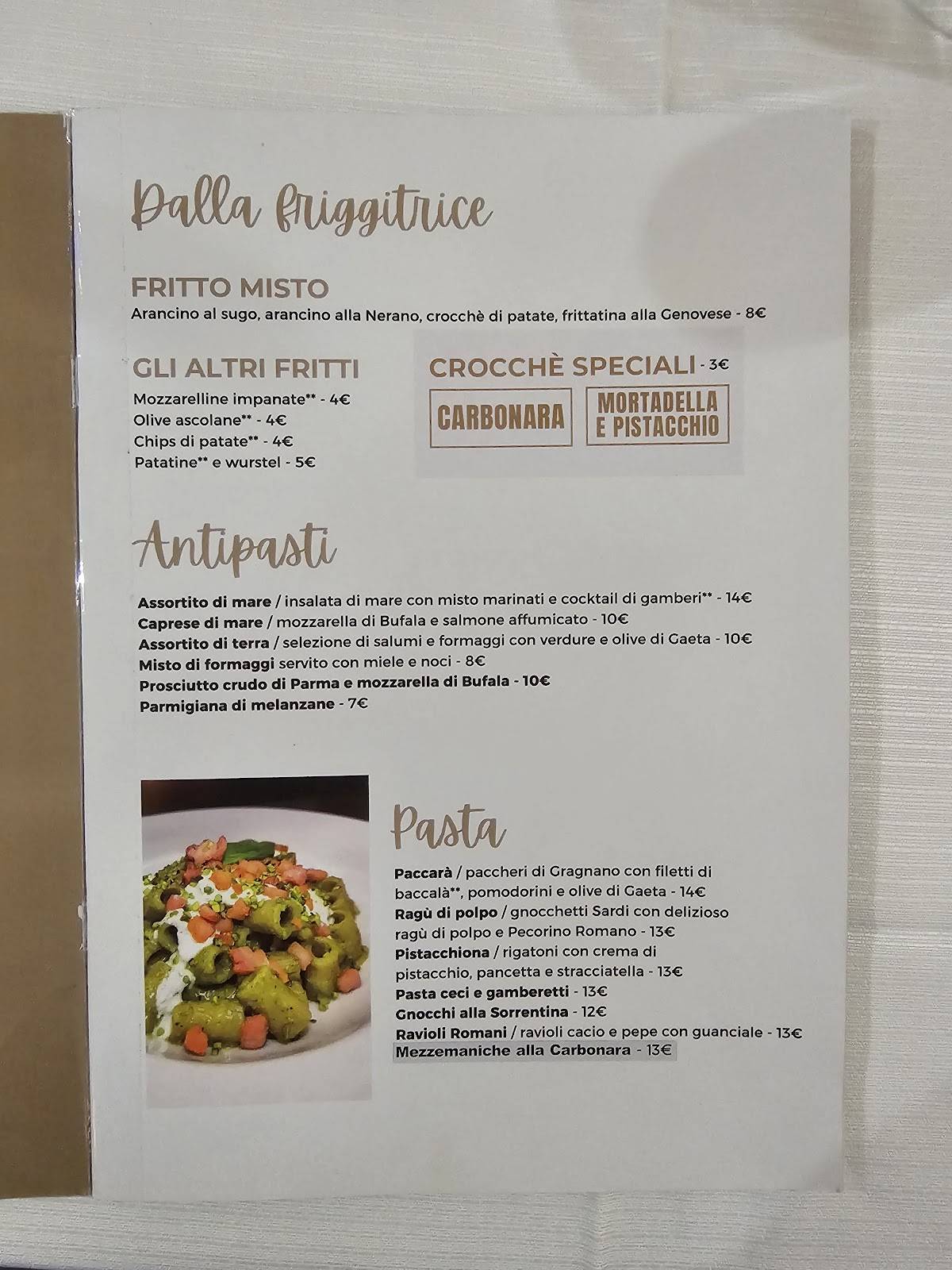 Menu di Ristorante Pizzeria Da Lucio 
