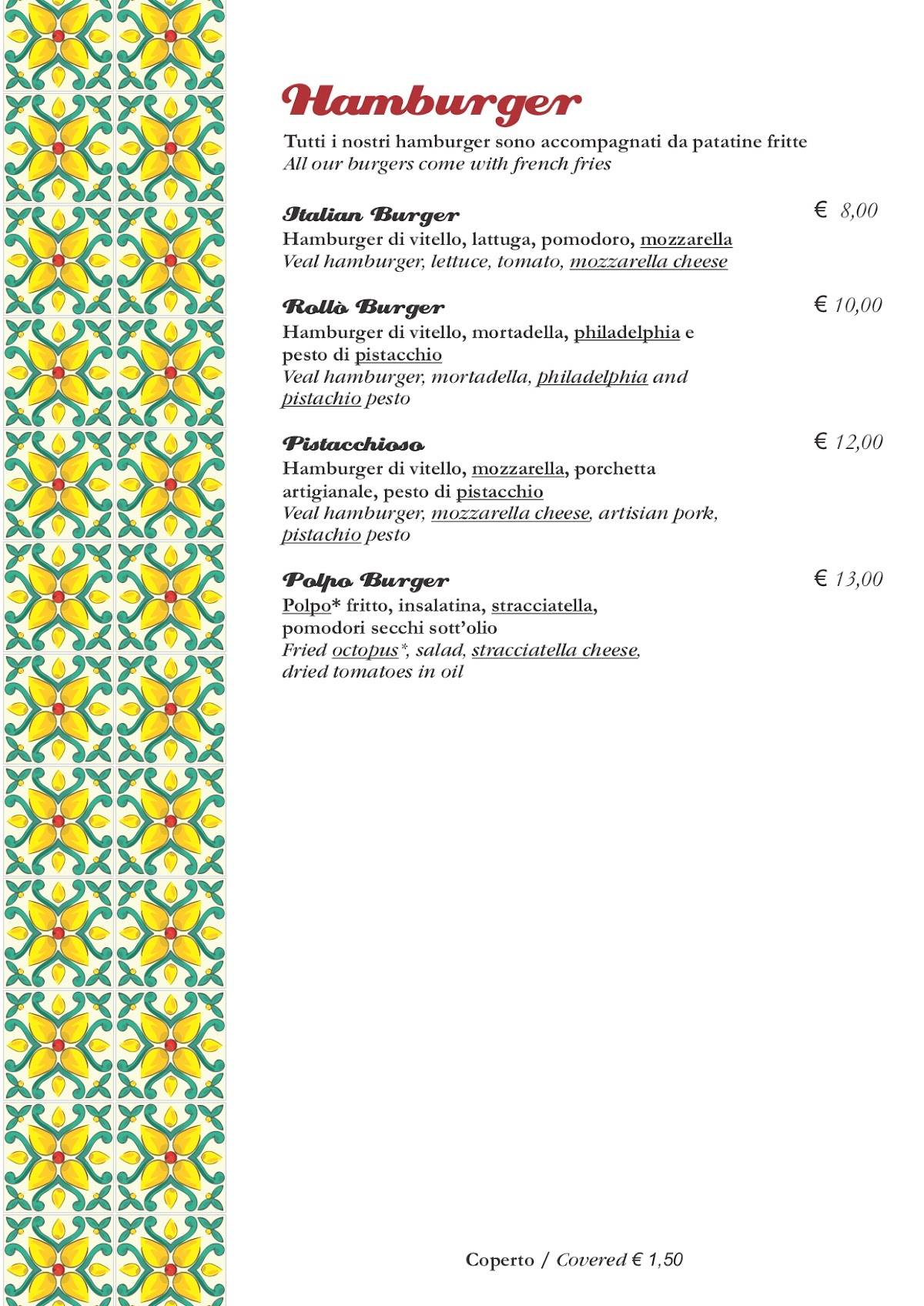 Menu di Rollo' Trattoria & Gastronomia Siciliana 