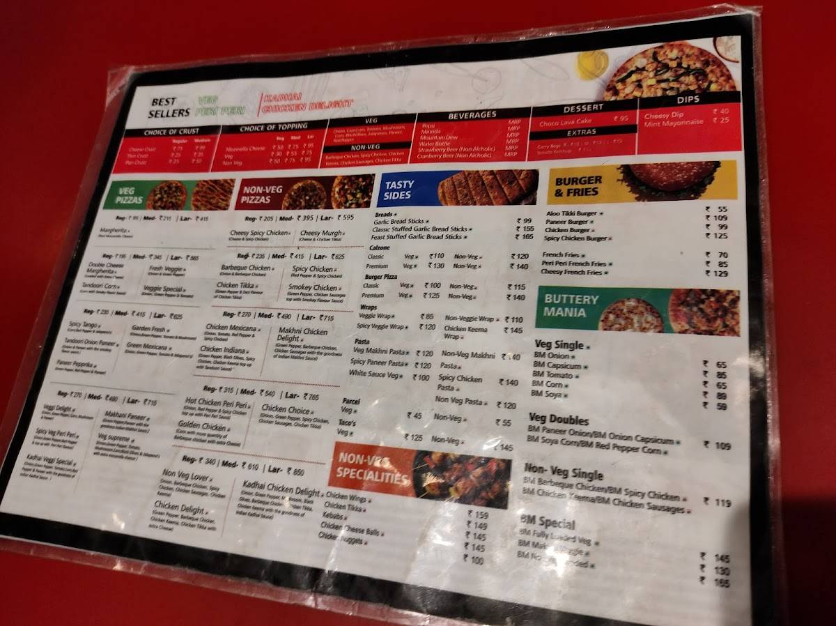 Rominus Pizza and Burger menu