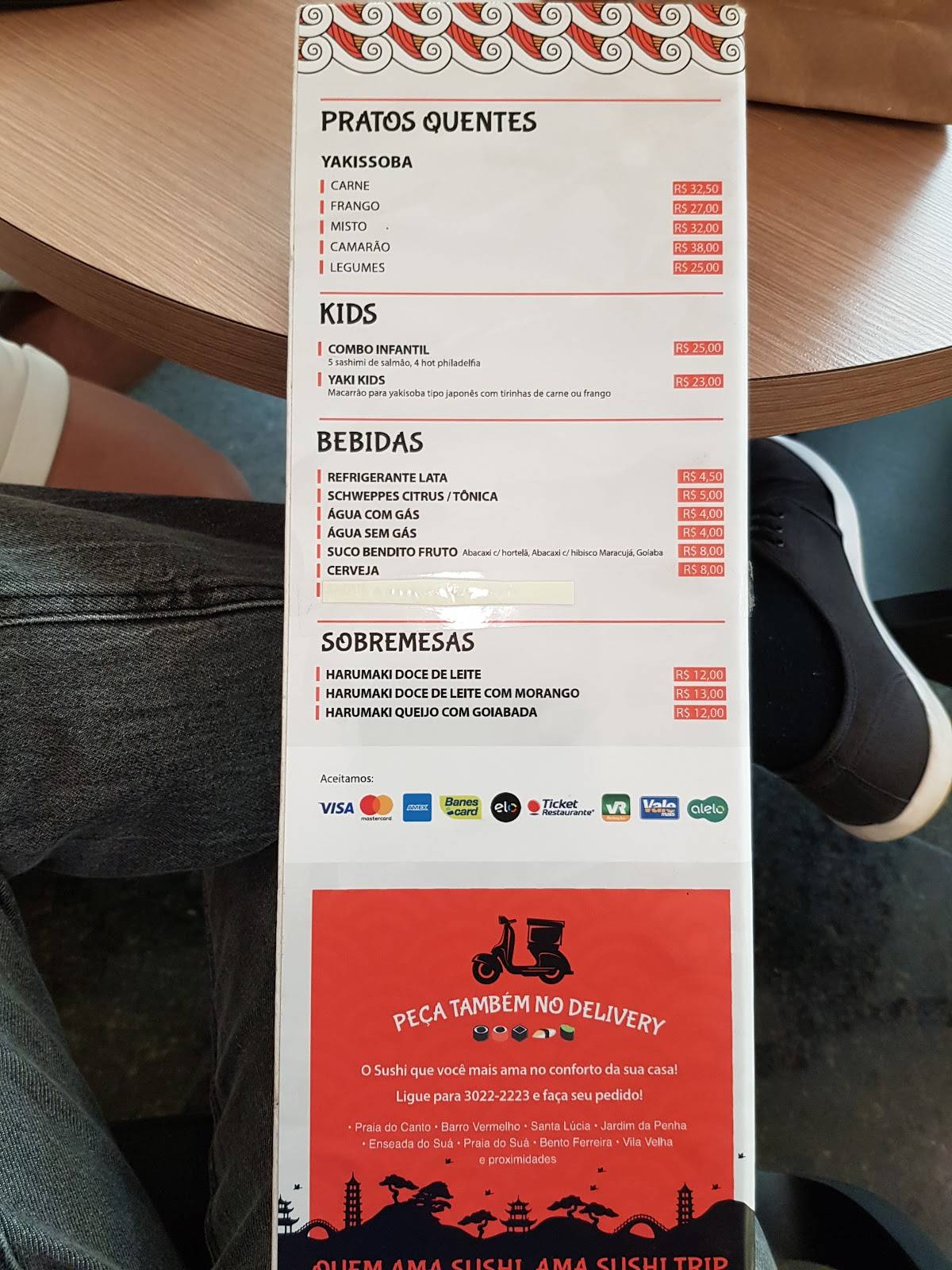 SUSHI TRIP cardápio