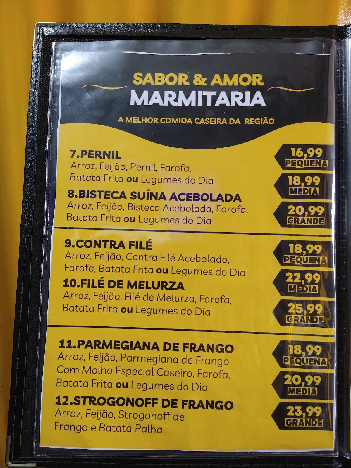 Restaurante Sabor & Amor cardápio