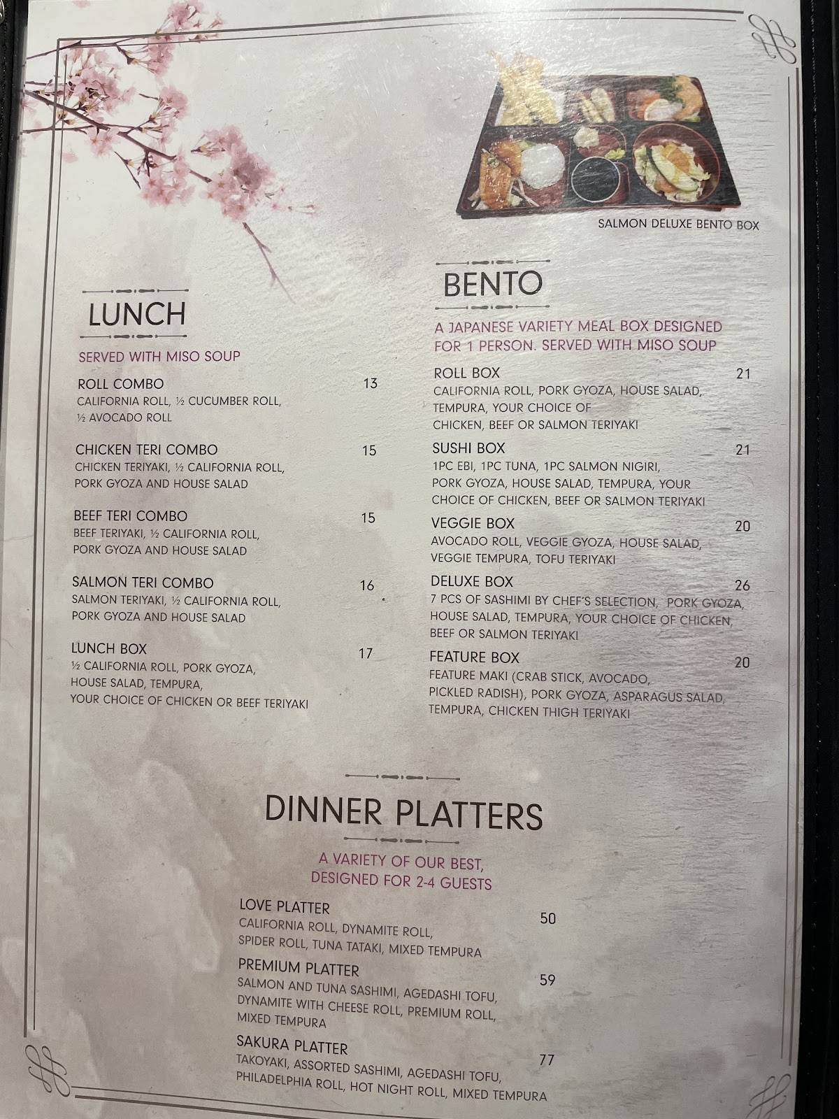 Menu de Sakura Sushi & Grill