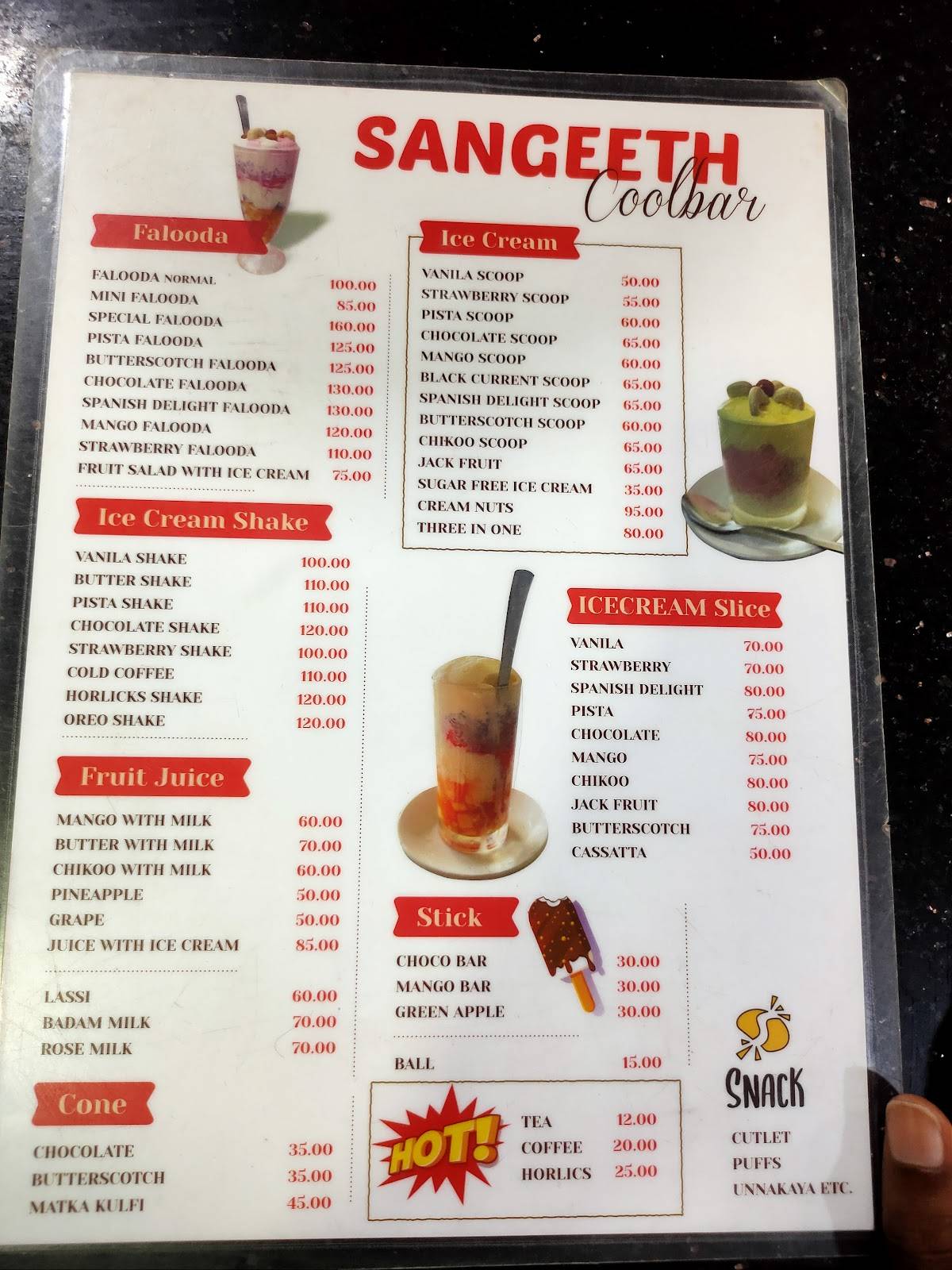 Sangeeth Coolbar menu
