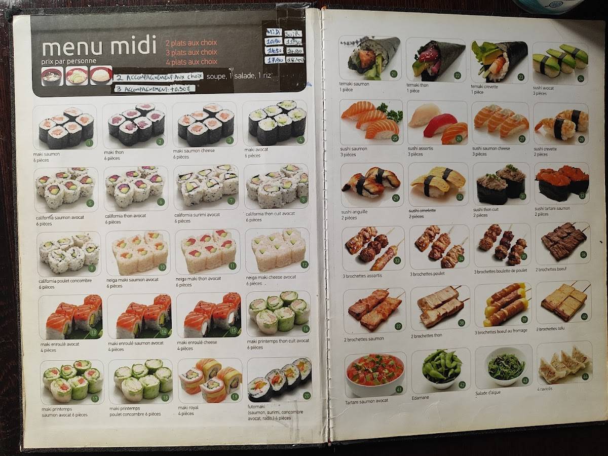Menu de Sashimi bar