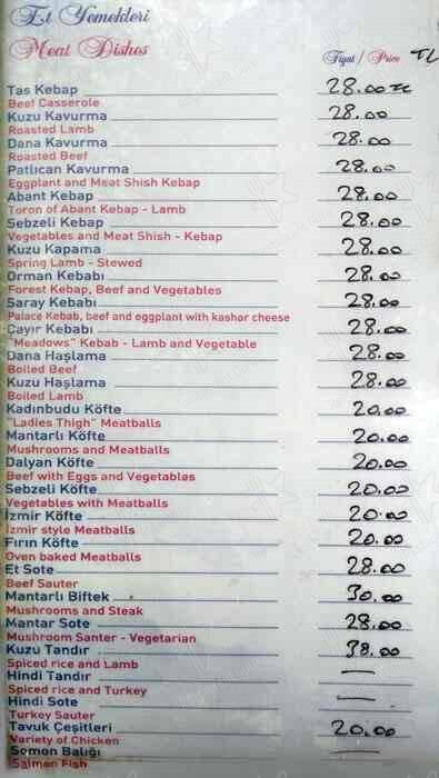 Sefa Restaurant menu