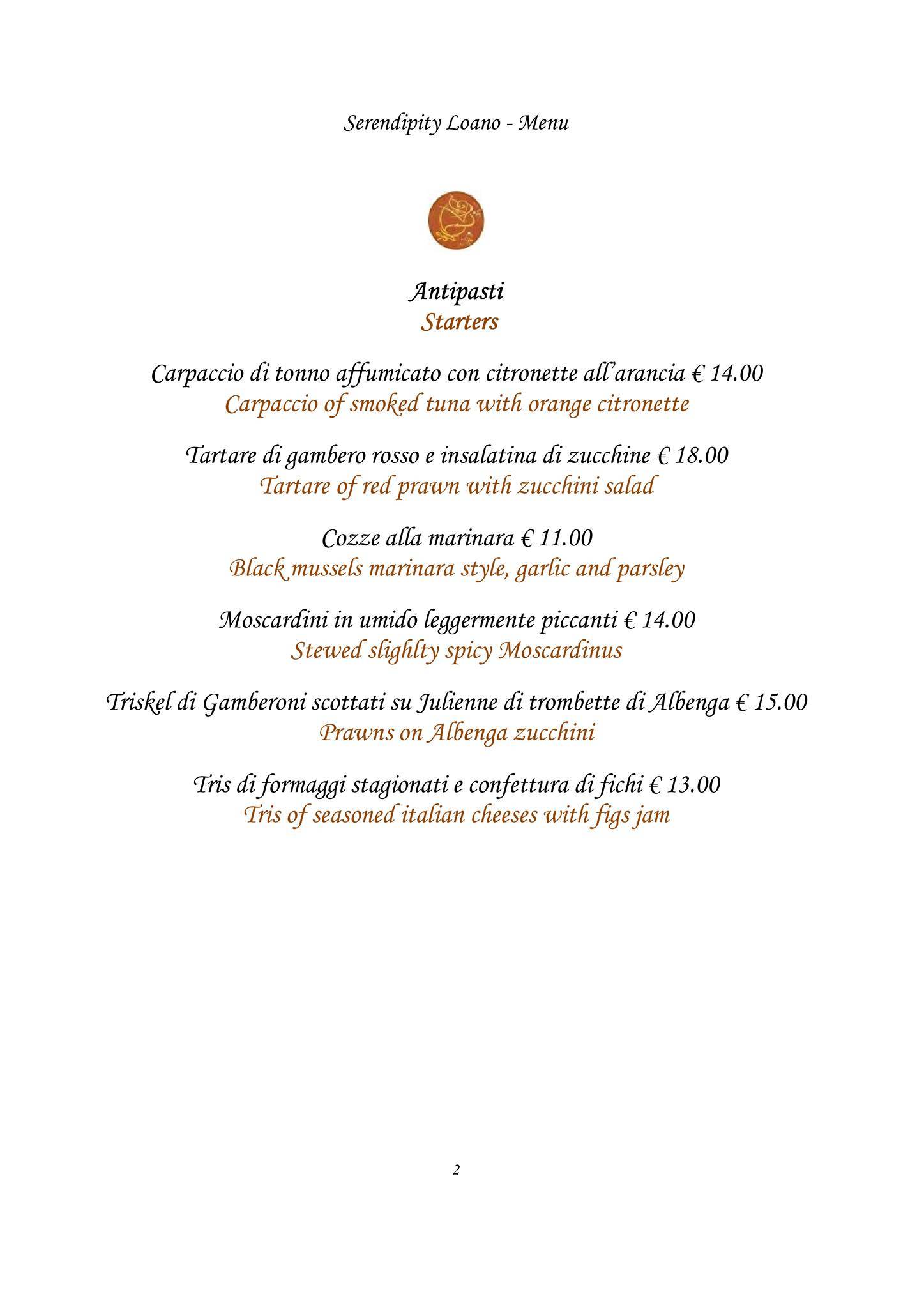 Menu di Serendipity 