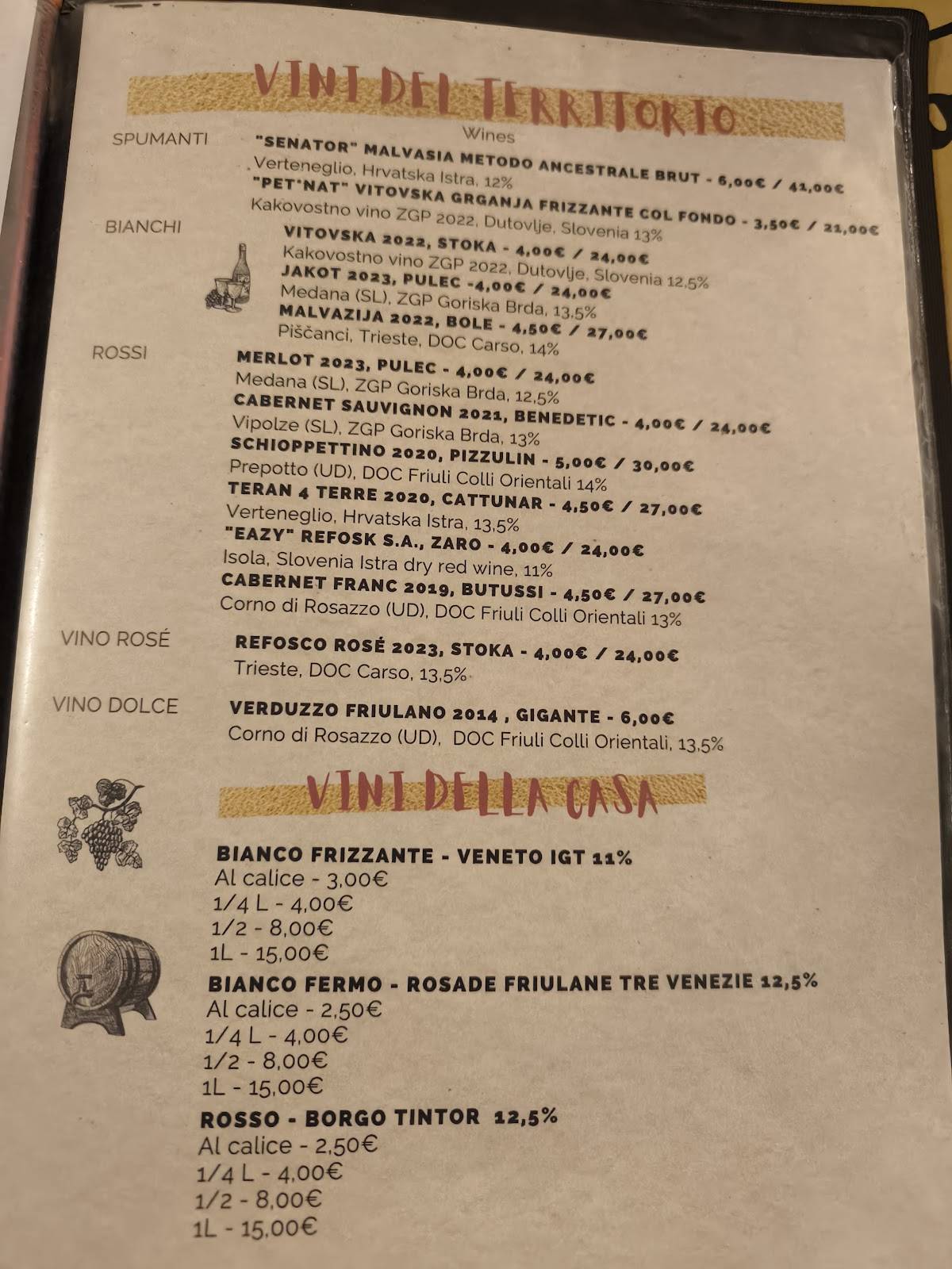 Menu de Siora Rosa