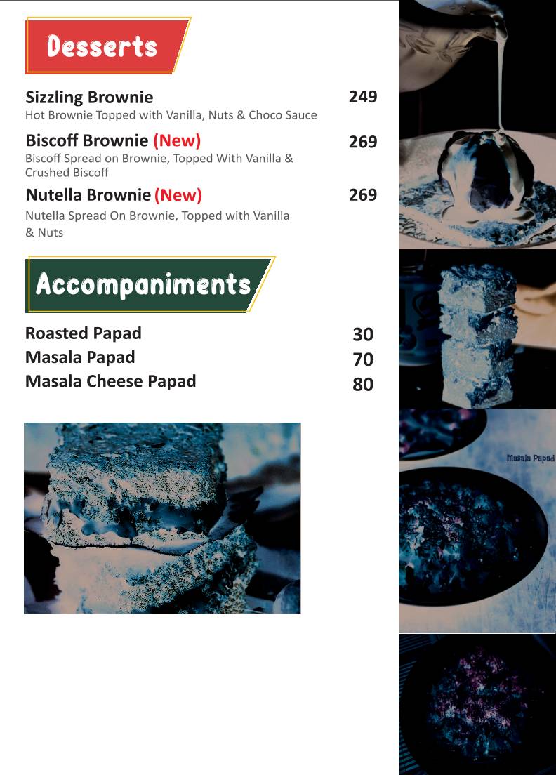 Sizzling Bite Restaurant menu