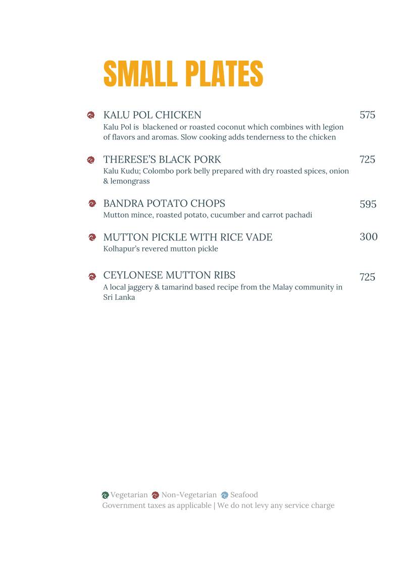 Slow Tide menu