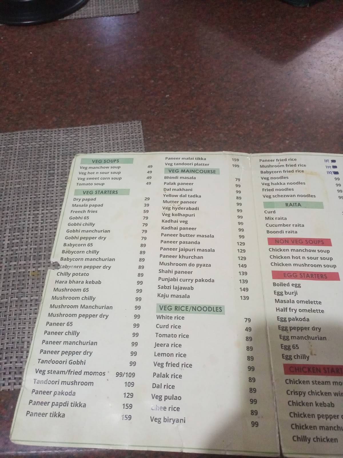 Smoky ovann menu