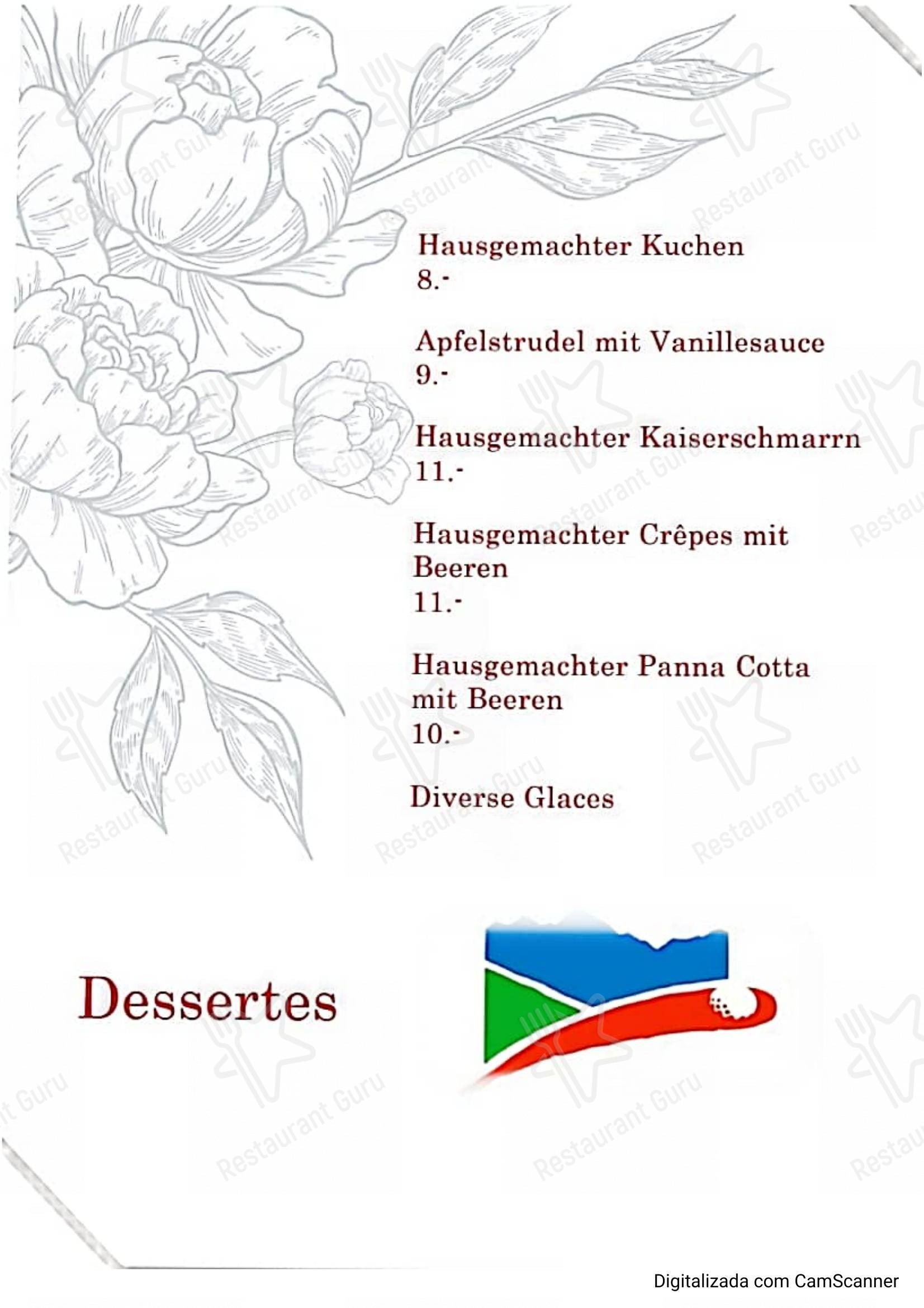 Menu pour Restaurant Source du Rhone restaurant