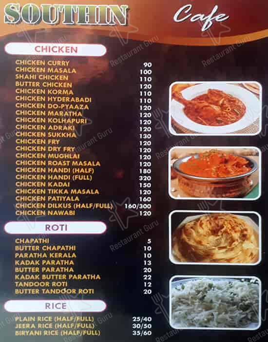 Southin Cafe menu